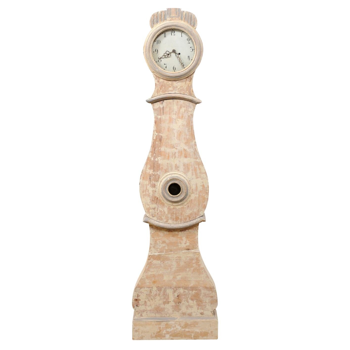 Horloge suédoise de longue date du XIXe siècle avec visage et mouvement d'origine