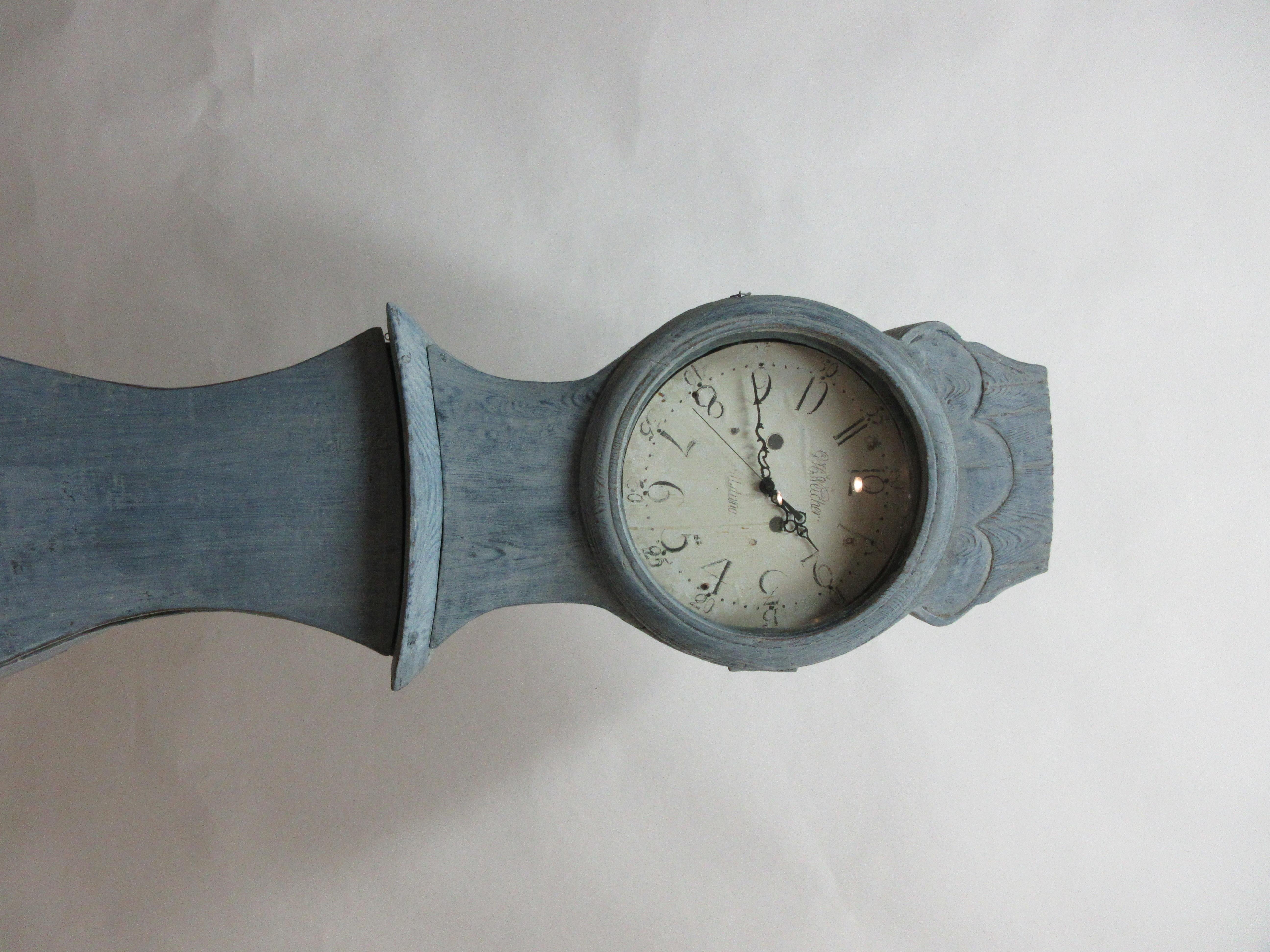 Primitive Swedish Long Case Mora Clock