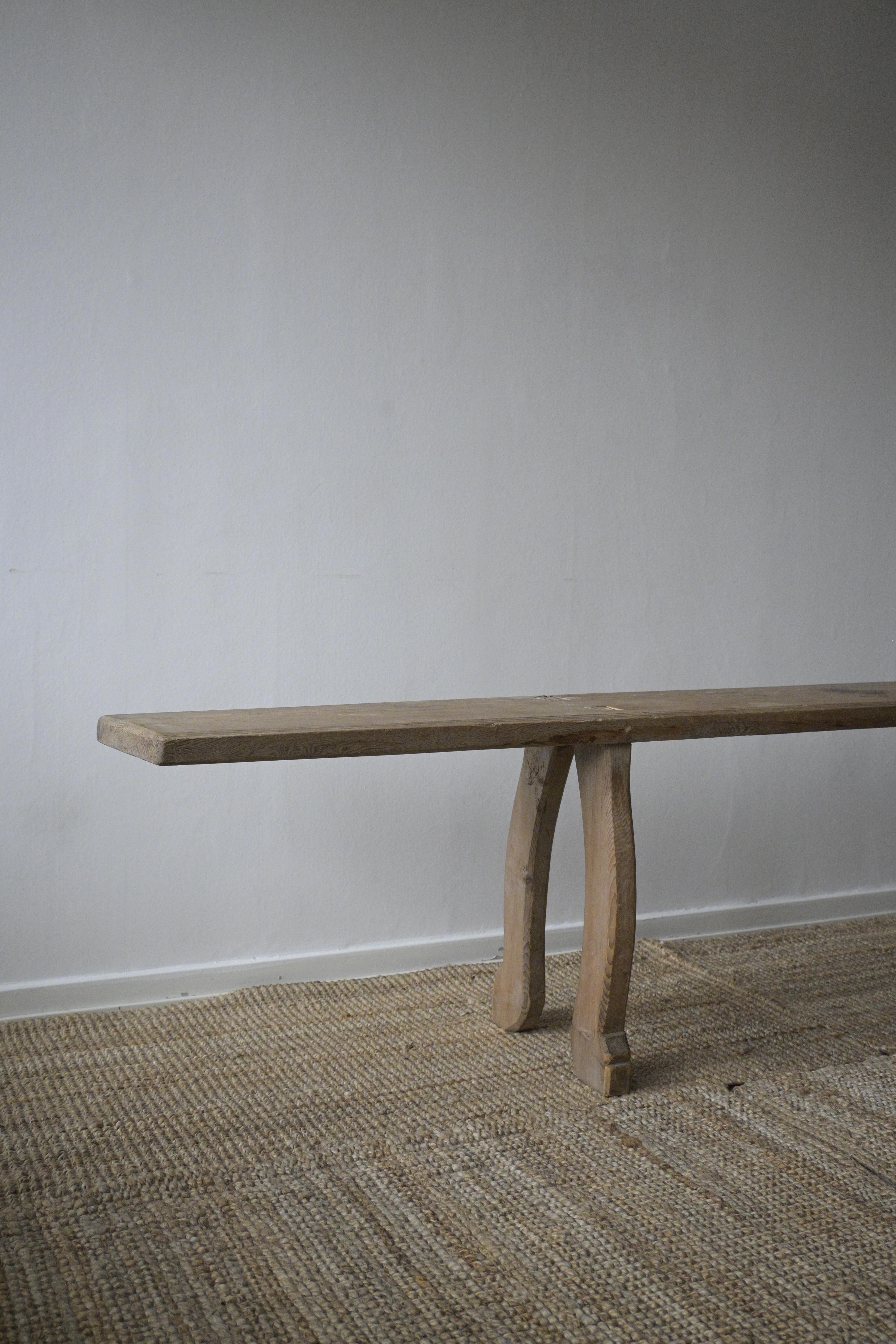 Scandinavian Modern Swedish long folk art bench, circa 1850