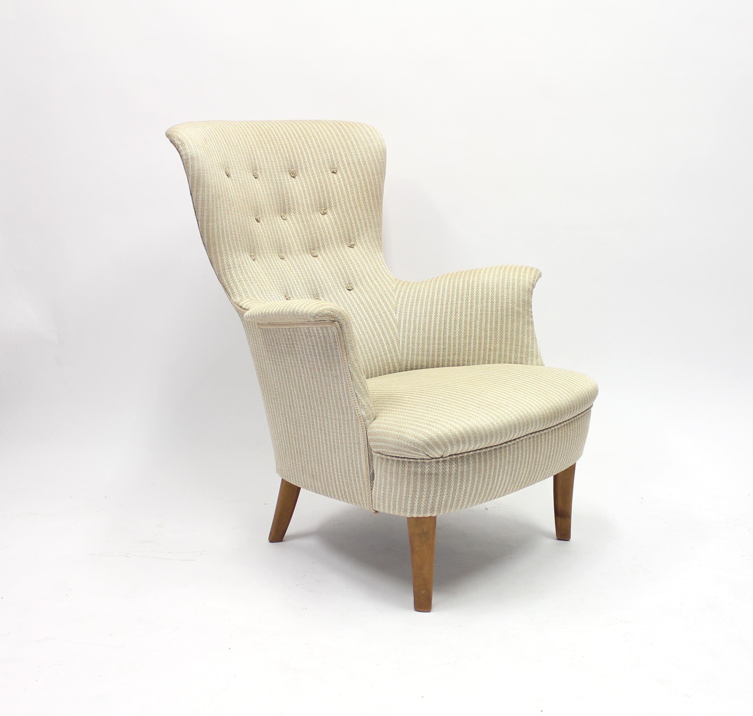 Scandinavian Modern Swedish Lounge Chair by Carl Malmsten, 1950s