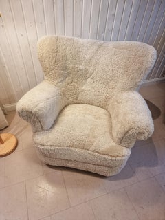 Swedish Lounge Chair in Shearling, Scandinavian Modern