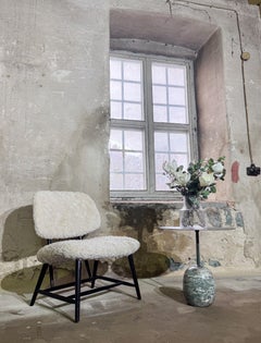 Swedish Lounge Chair TeVe Bra Bohag Alf Svensson Black Upholstered Sheepskin