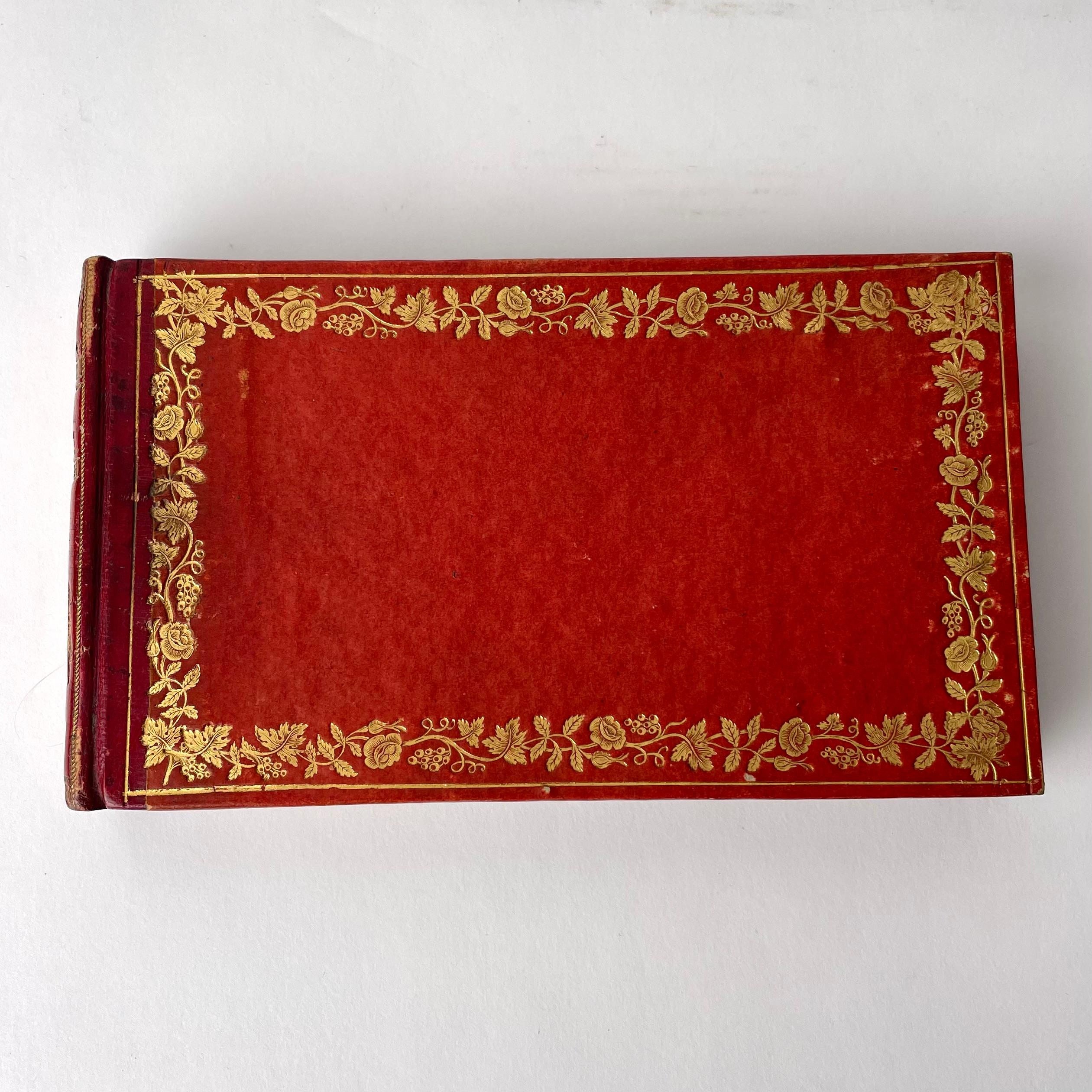 Leather Swedish Love letter pocket in the shape of a book from the Empire period 1820s For Sale