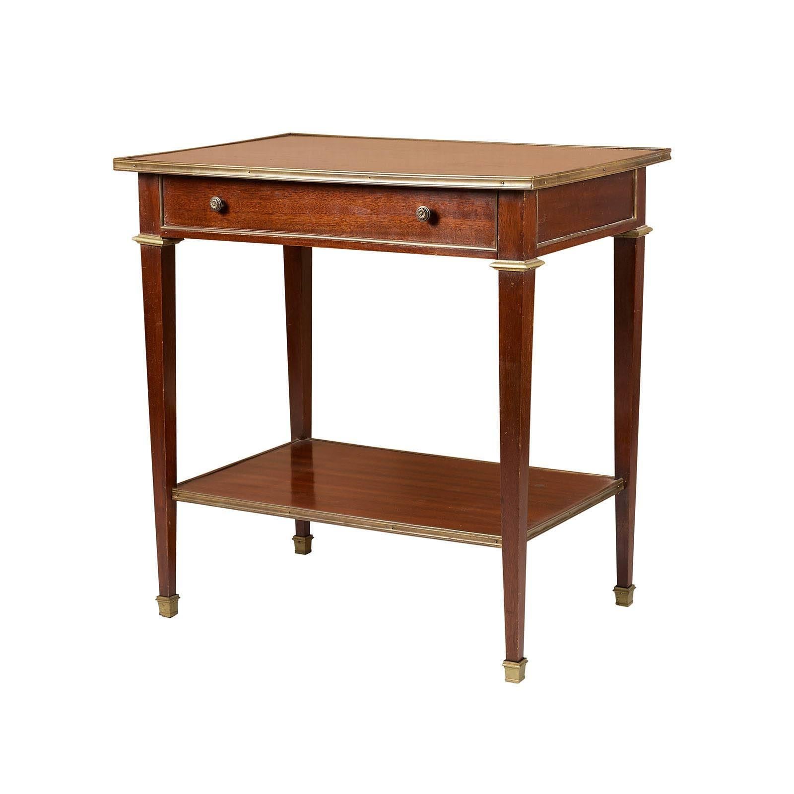 An early 20th century Swedish mahogany one drawer side table with bronze mounts, circa 1900.