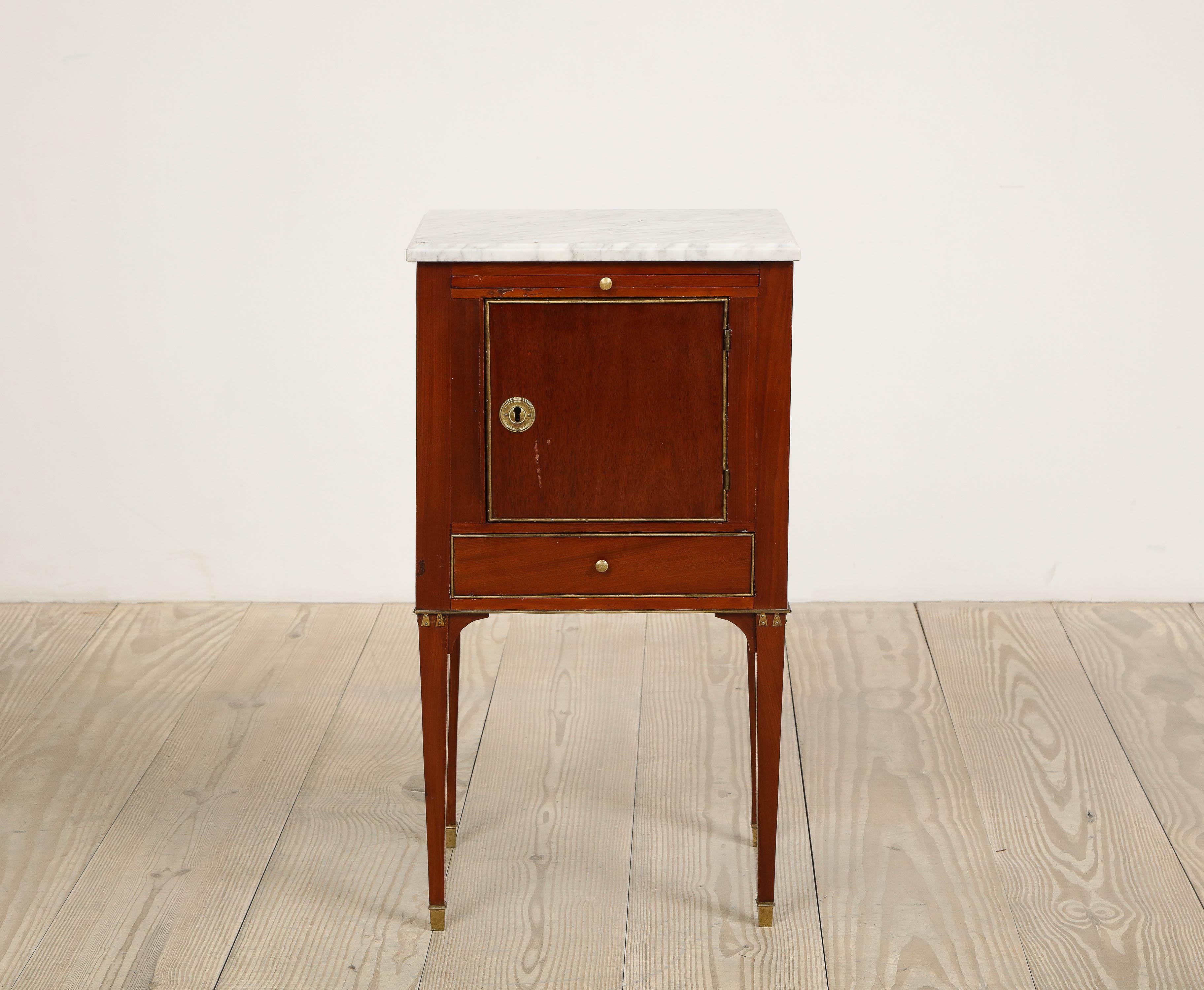 Carrara Marble Swedish Mahogany Gustavian-Style with Marble Top Side Table/Cabinet, circa 1850 For Sale