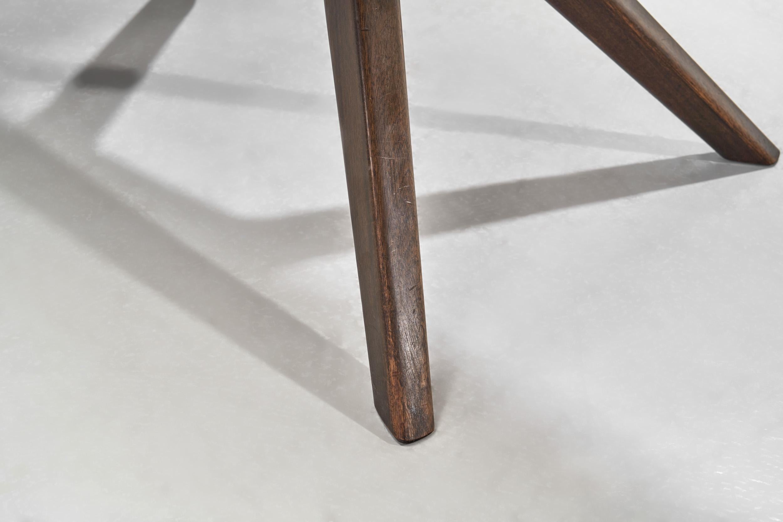 Swedish Wooden Table with Oblique Legs and Stone Top, Sweden, circa 1960s For Sale 12