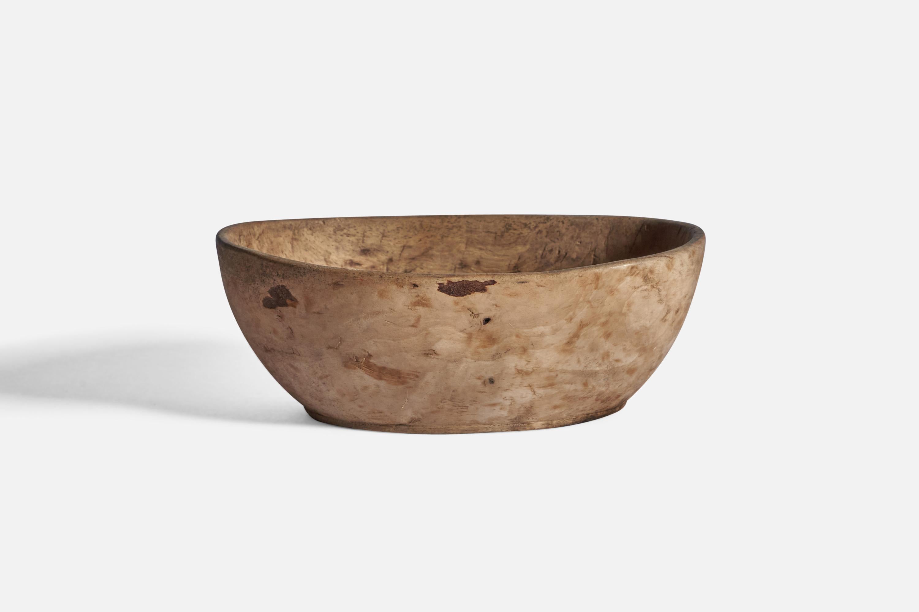 Folk Art Swedish Maker, Bowl, Wood, 19th Century For Sale