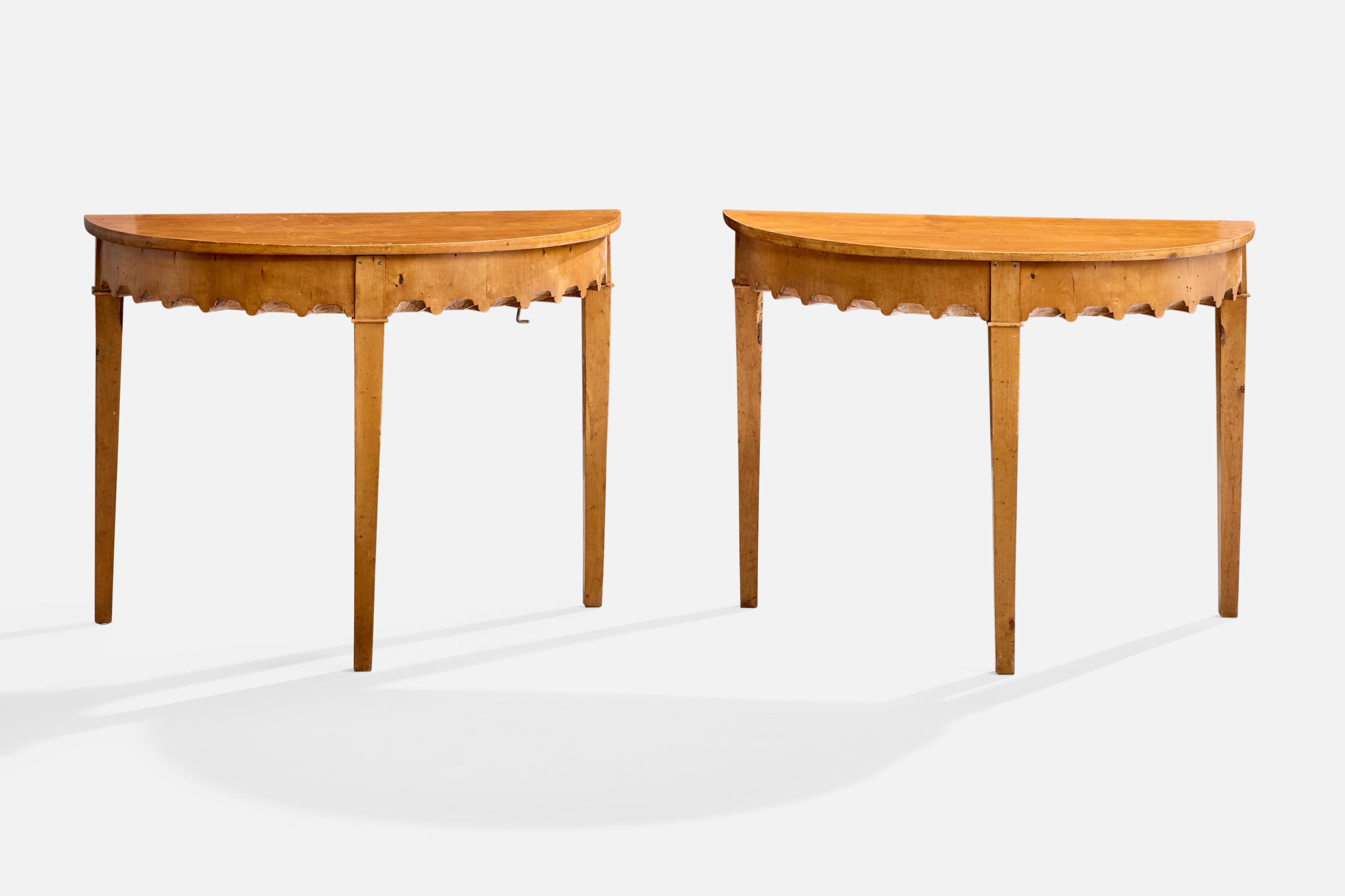 A pair of console tables produced in Sweden, 19th Century.

Overall Dimensions (inches): 26.75