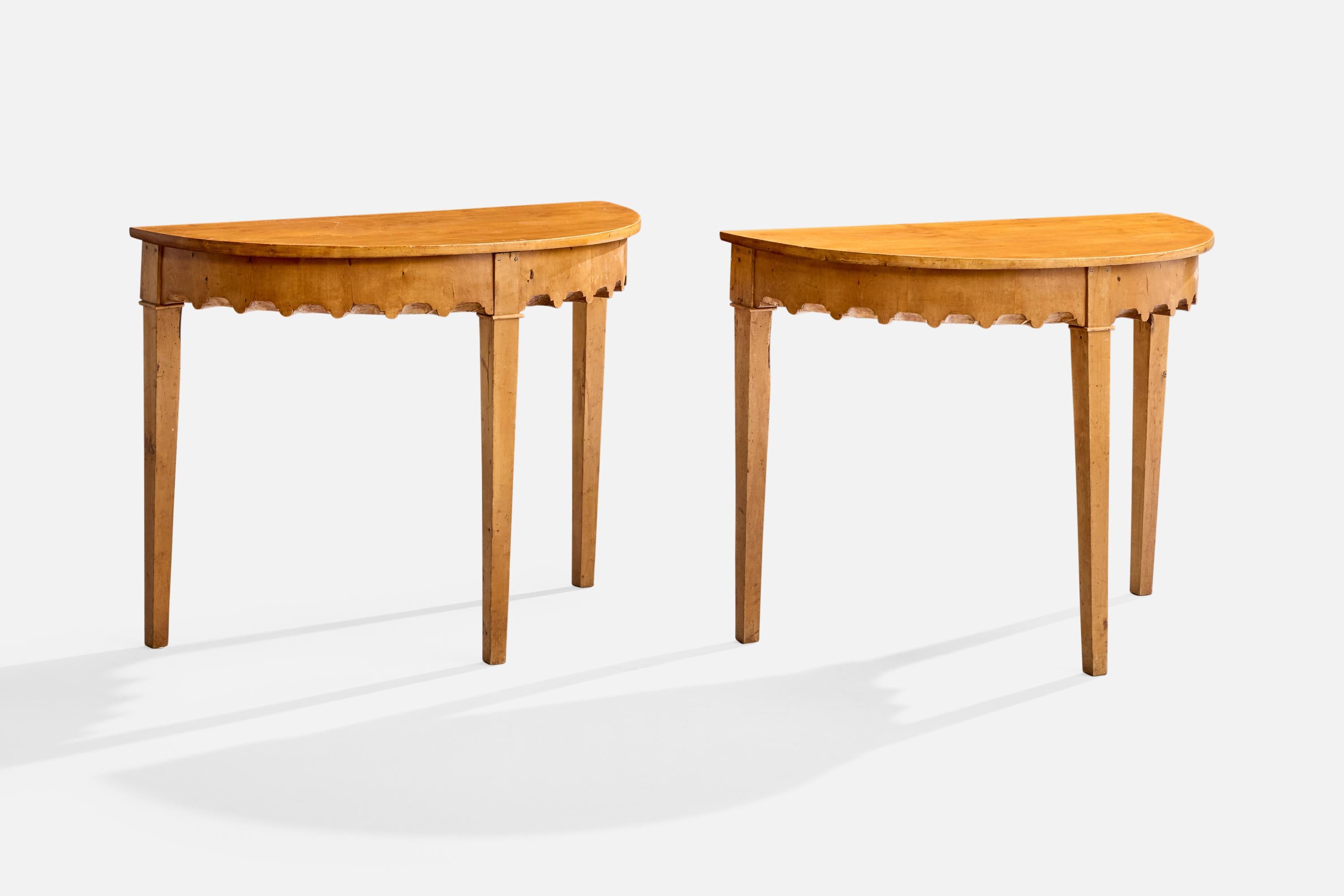 Swedish Maker, Console Tables, Birch, Sweden, 19th Century In Good Condition For Sale In High Point, NC