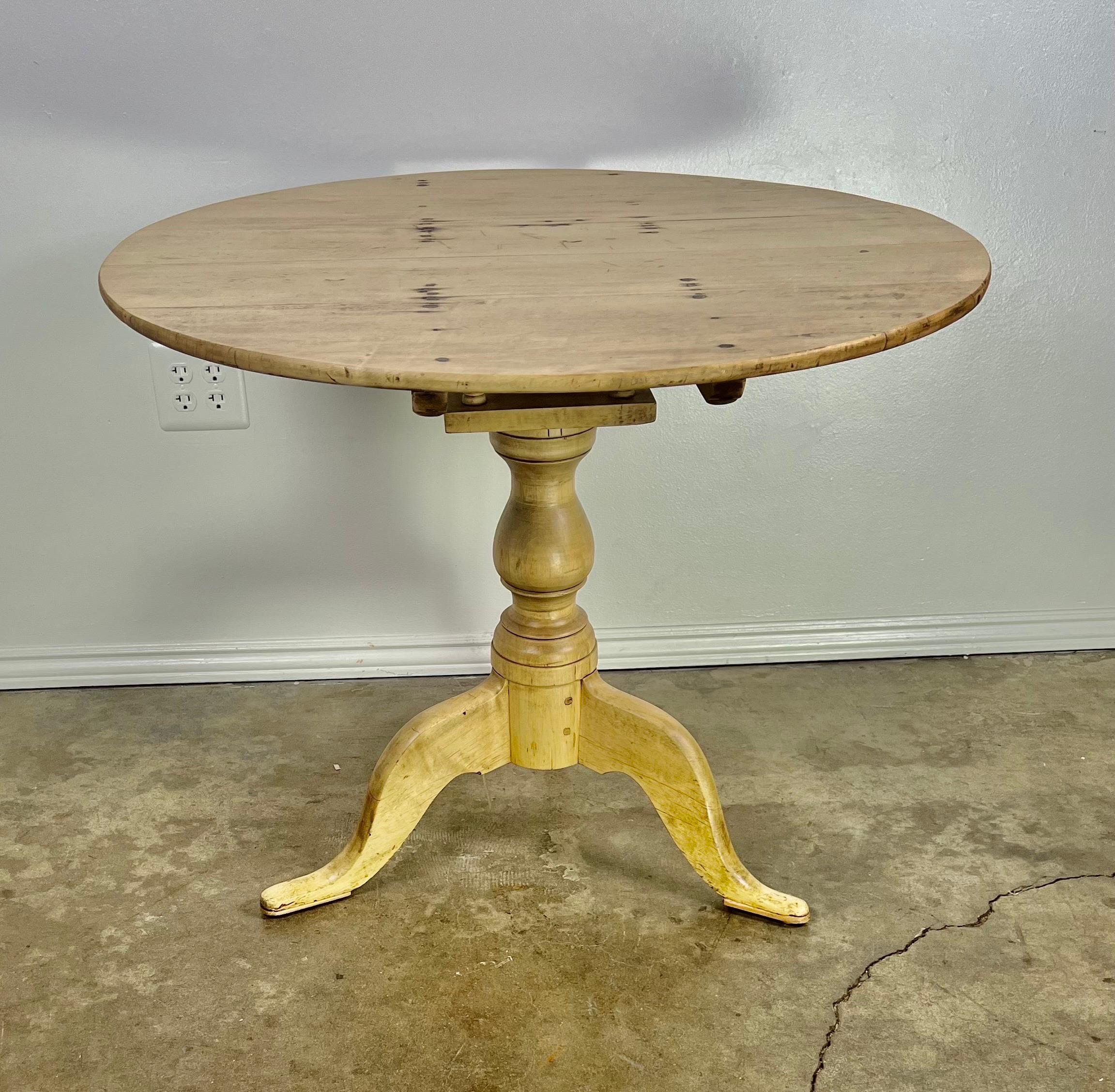 Swedish Maple Tripod Center/Side Table In Distressed Condition For Sale In Los Angeles, CA