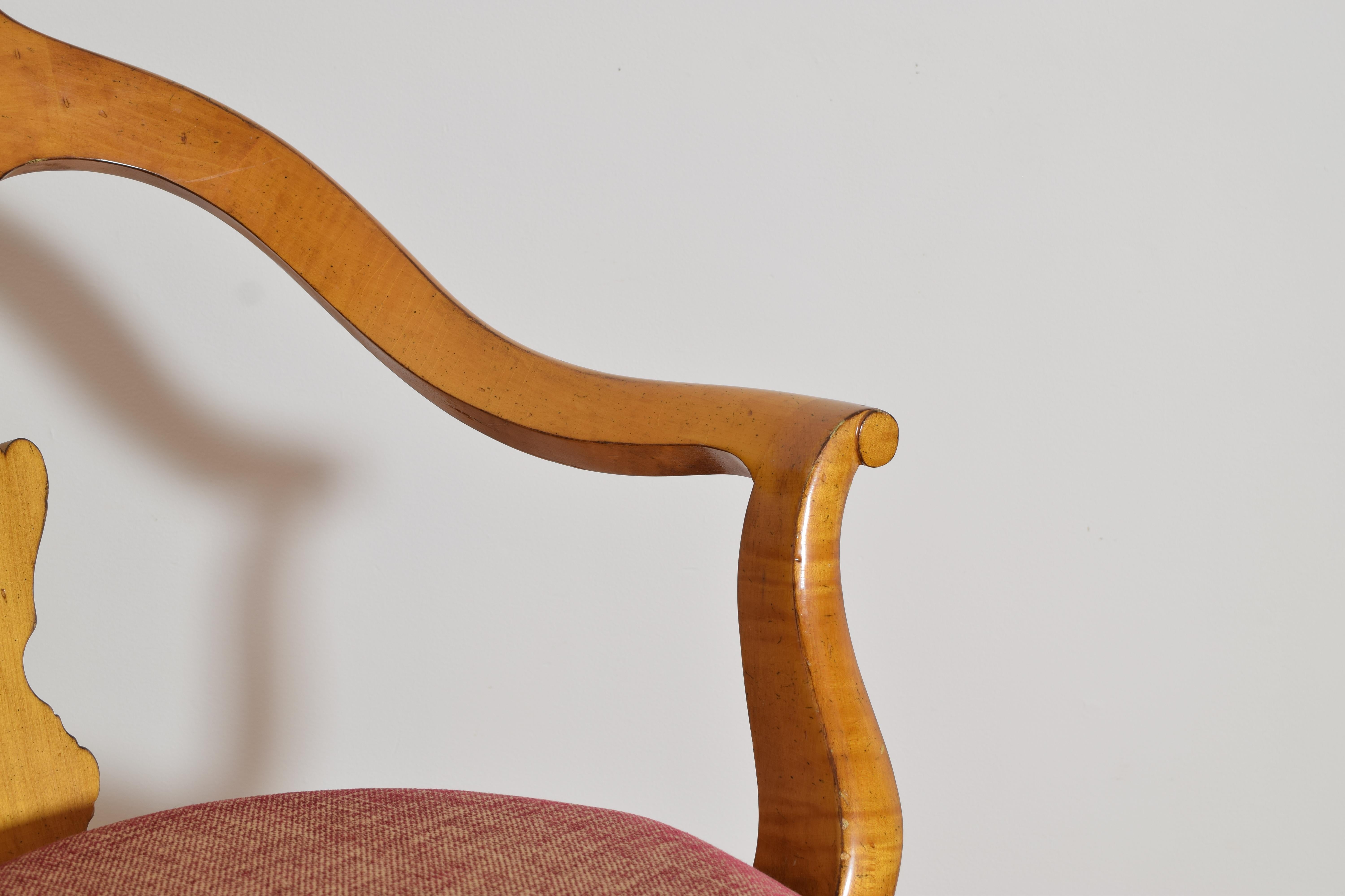 Swedish Maple & Upholstered Swivel Barber’s Armchair, mid 19th century For Sale 2