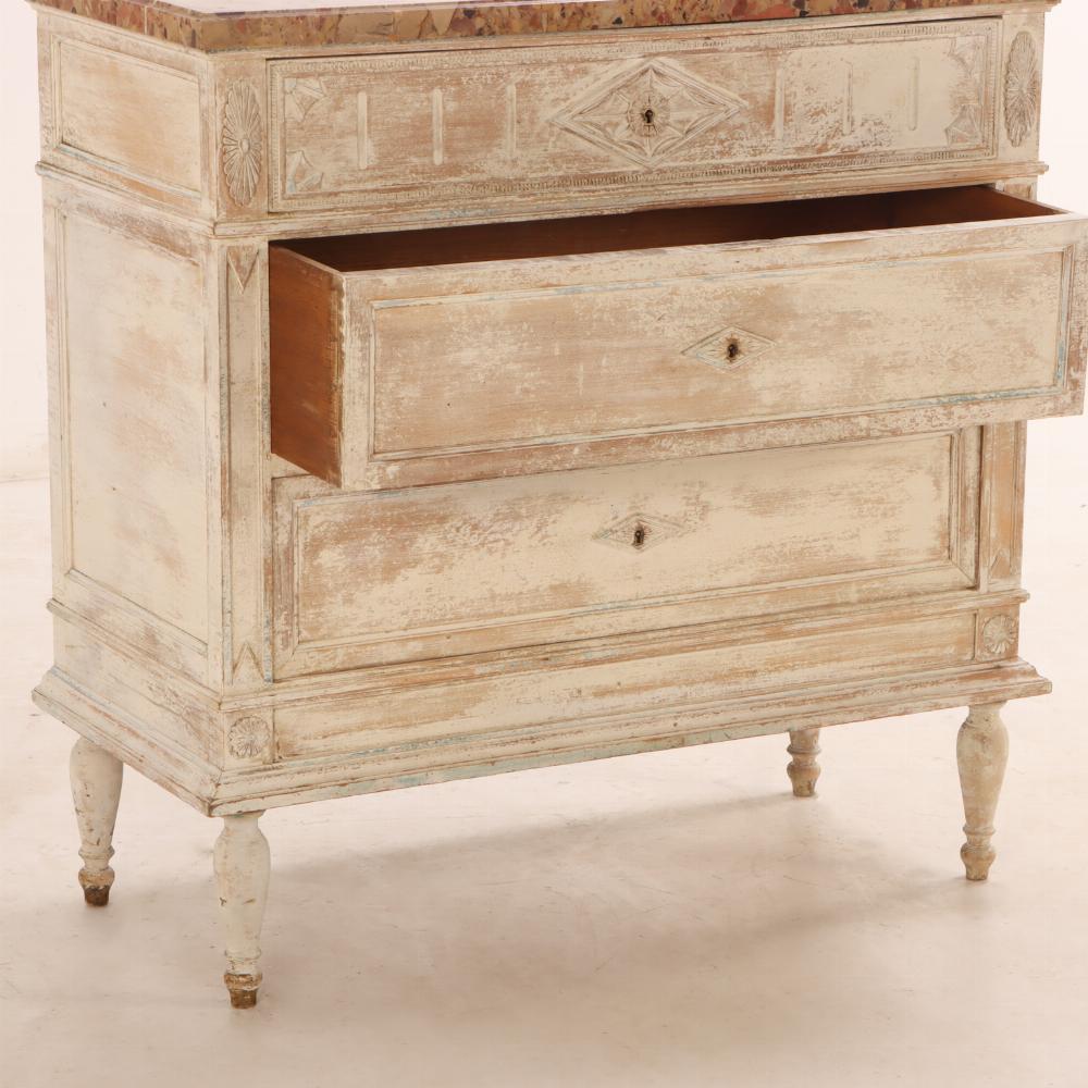 19th Century Swedish marble top commode, C 1890. For Sale