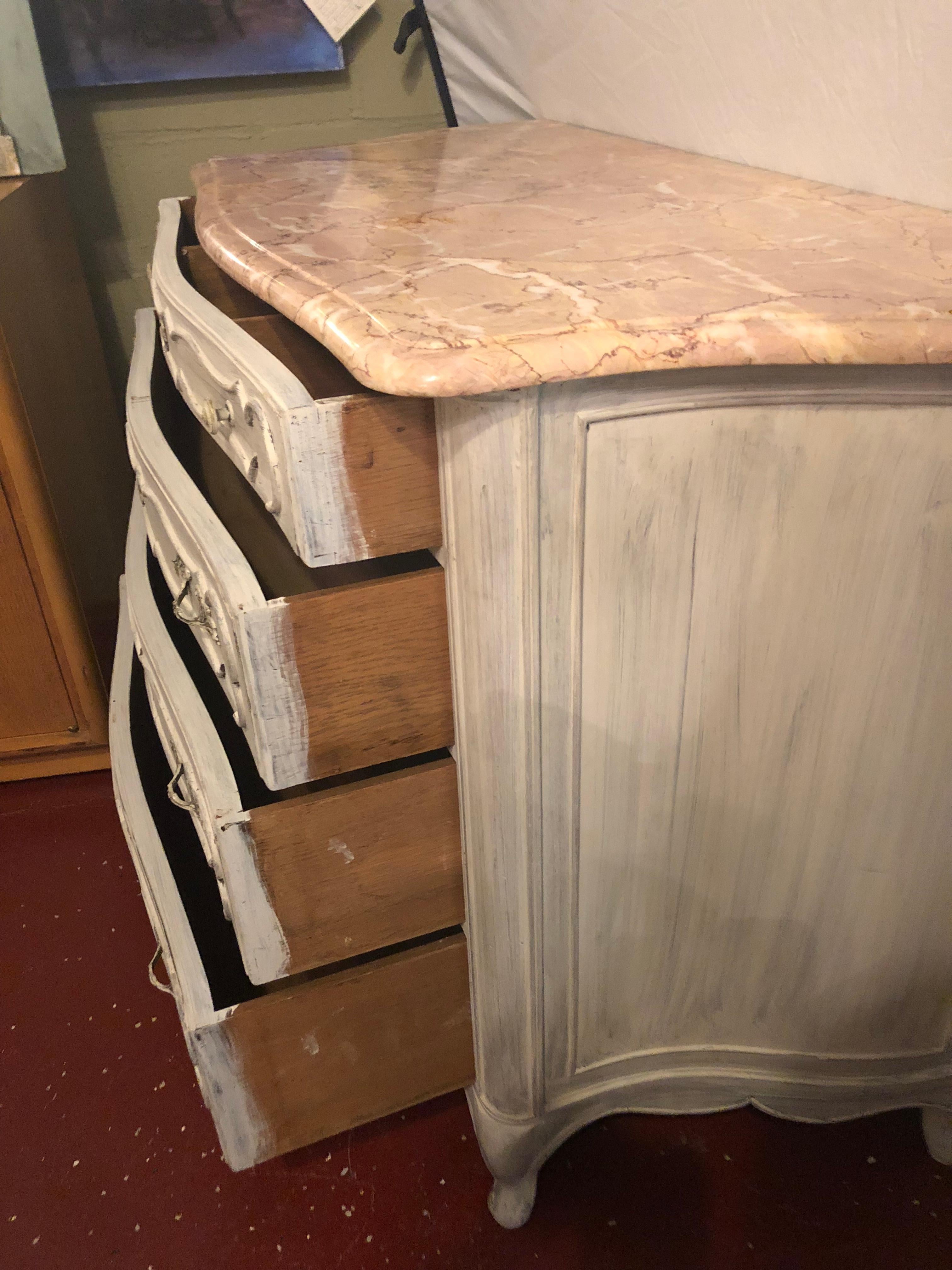 Swedish Marble-Top Four-Drawer Chest or Commode or Nightstand Louis XV Style 7