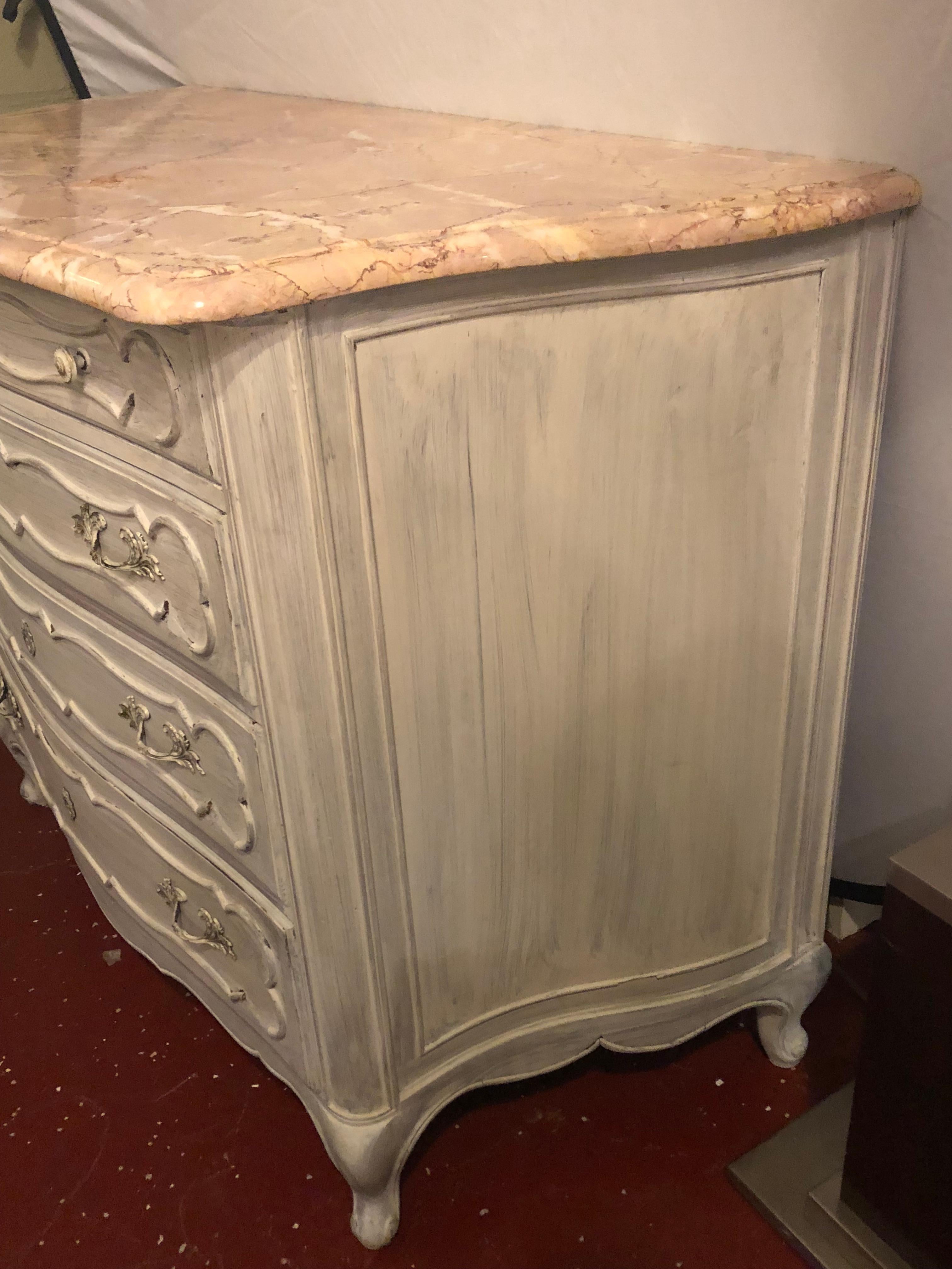 Swedish Marble-Top Four-Drawer Chest or Commode or Nightstand Louis XV Style 9