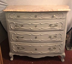 Swedish Marble-Top Four-Drawer Chest or Commode or Nightstand Louis XV Style