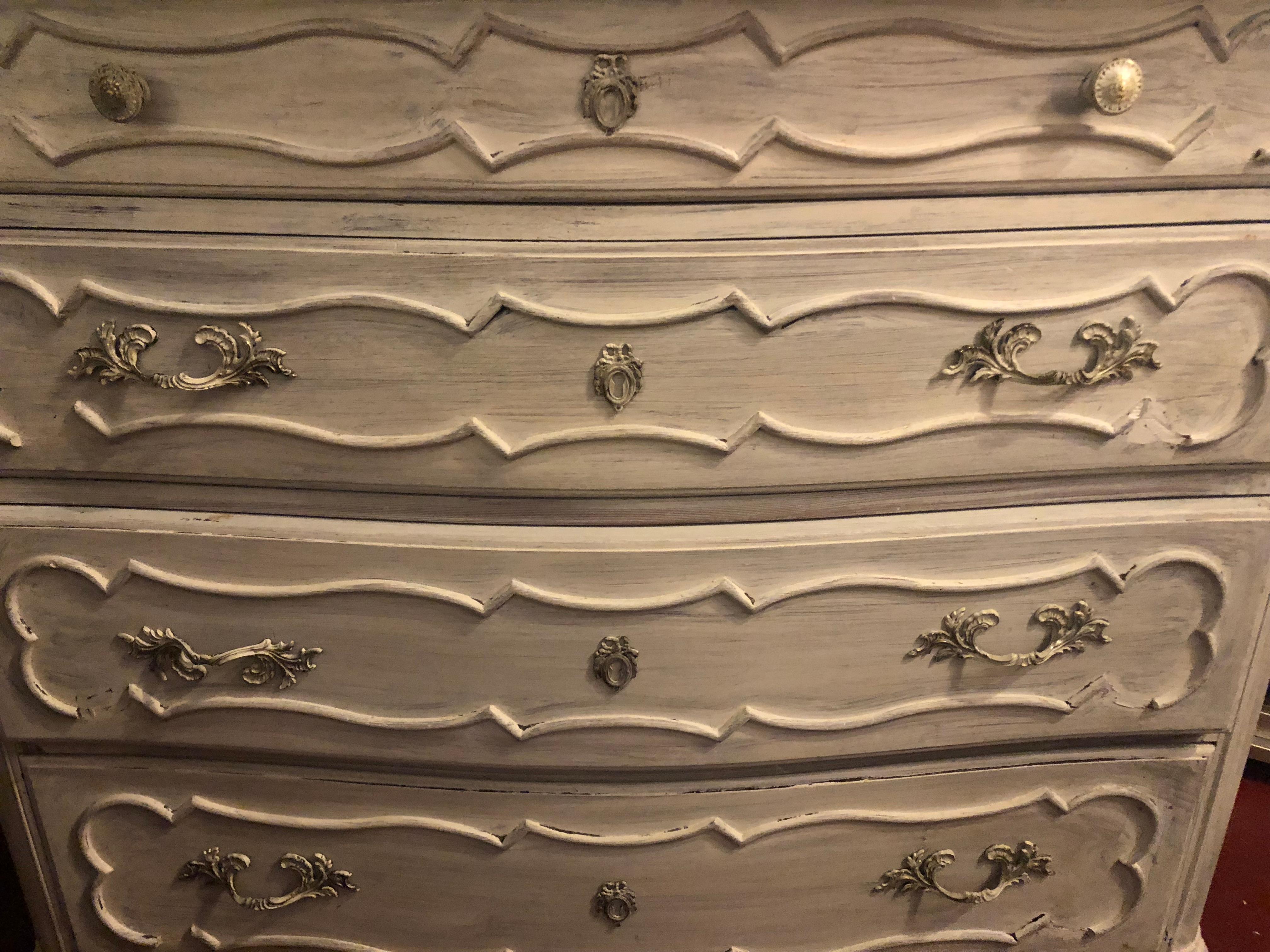 Swedish Marble-Top Four-Drawer Chest or Commode or Nightstand Louis XV Style In Good Condition In Manhasset, NY