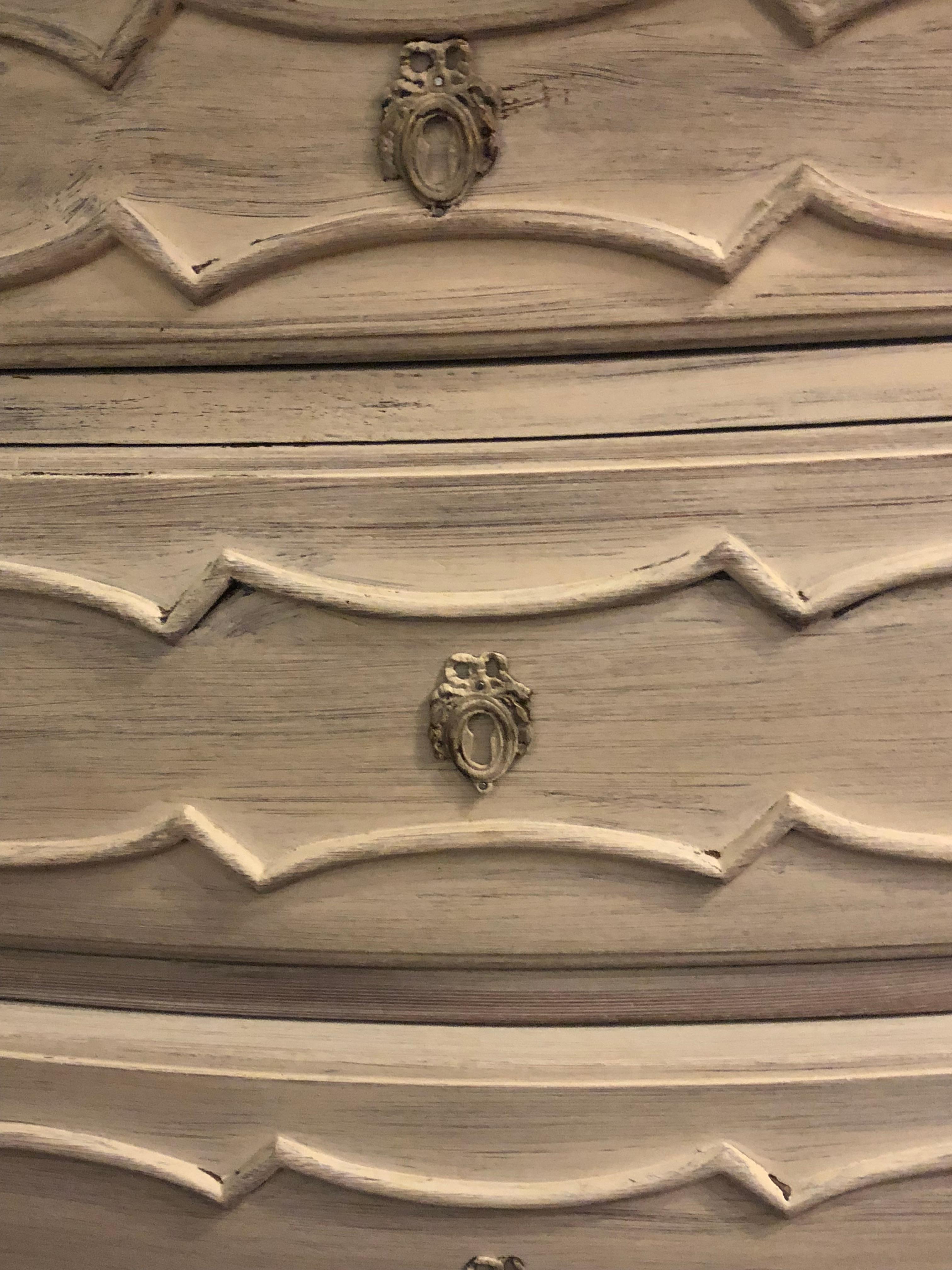 20th Century Swedish Marble-Top Four-Drawer Chest or Commode or Nightstand Louis XV Style