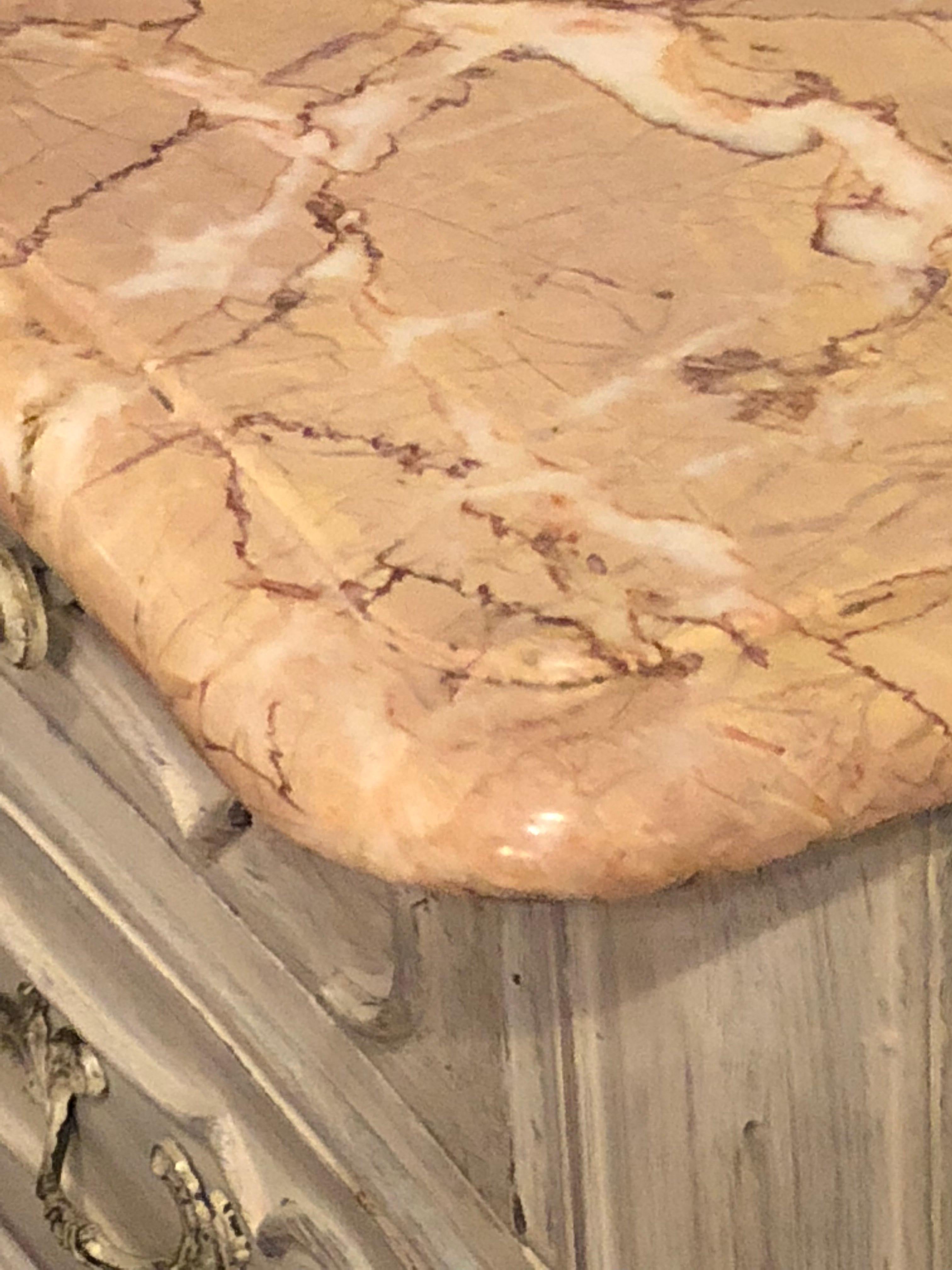 Swedish Marble-Top Four-Drawer Chest or Commode or Nightstand Louis XV Style 4