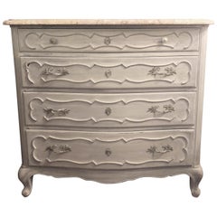 Swedish Marble-Top Four-Drawer Chest or Commode or Nightstand Louis XV Style