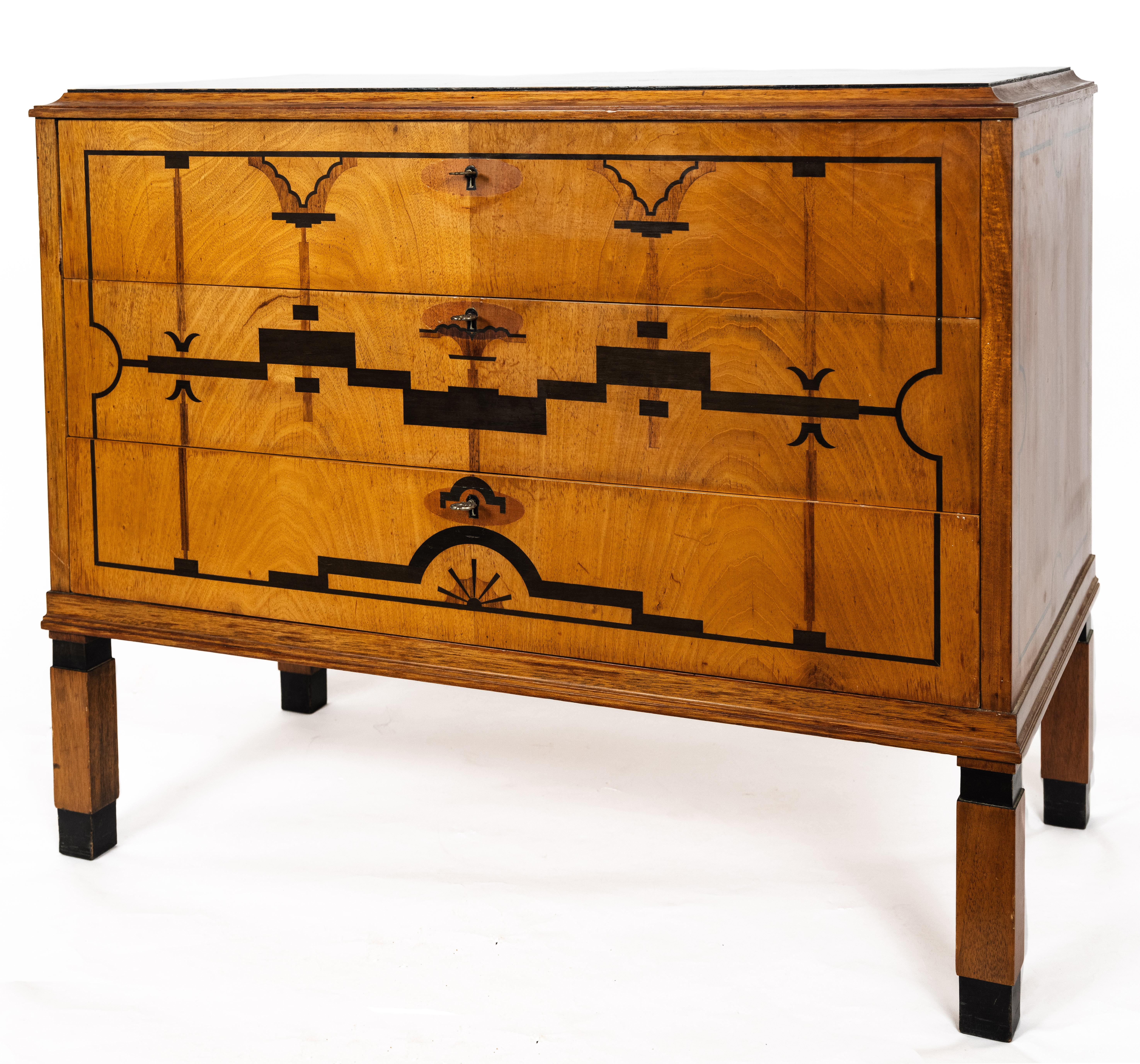Fruitwood Swedish Marquetry Chest For Sale