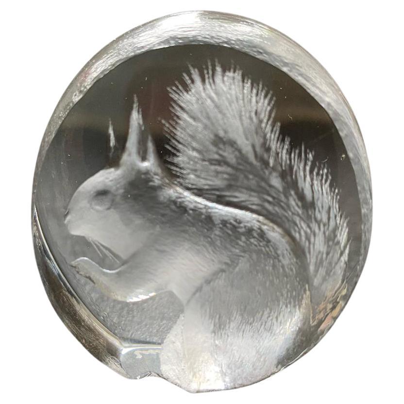 Swedish Mats Jonasson Small Crystal Sculpture Squirrel For Sale