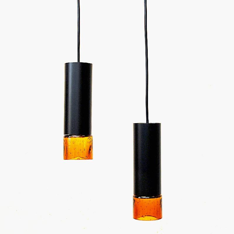 Swedish Metal and Glass Ceiling or Window Pendant Pair 1960s In Good Condition In Stockholm, SE