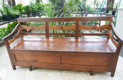 Swedish Mid 19th Century Carved Country Bench Seventy Three Inches Long