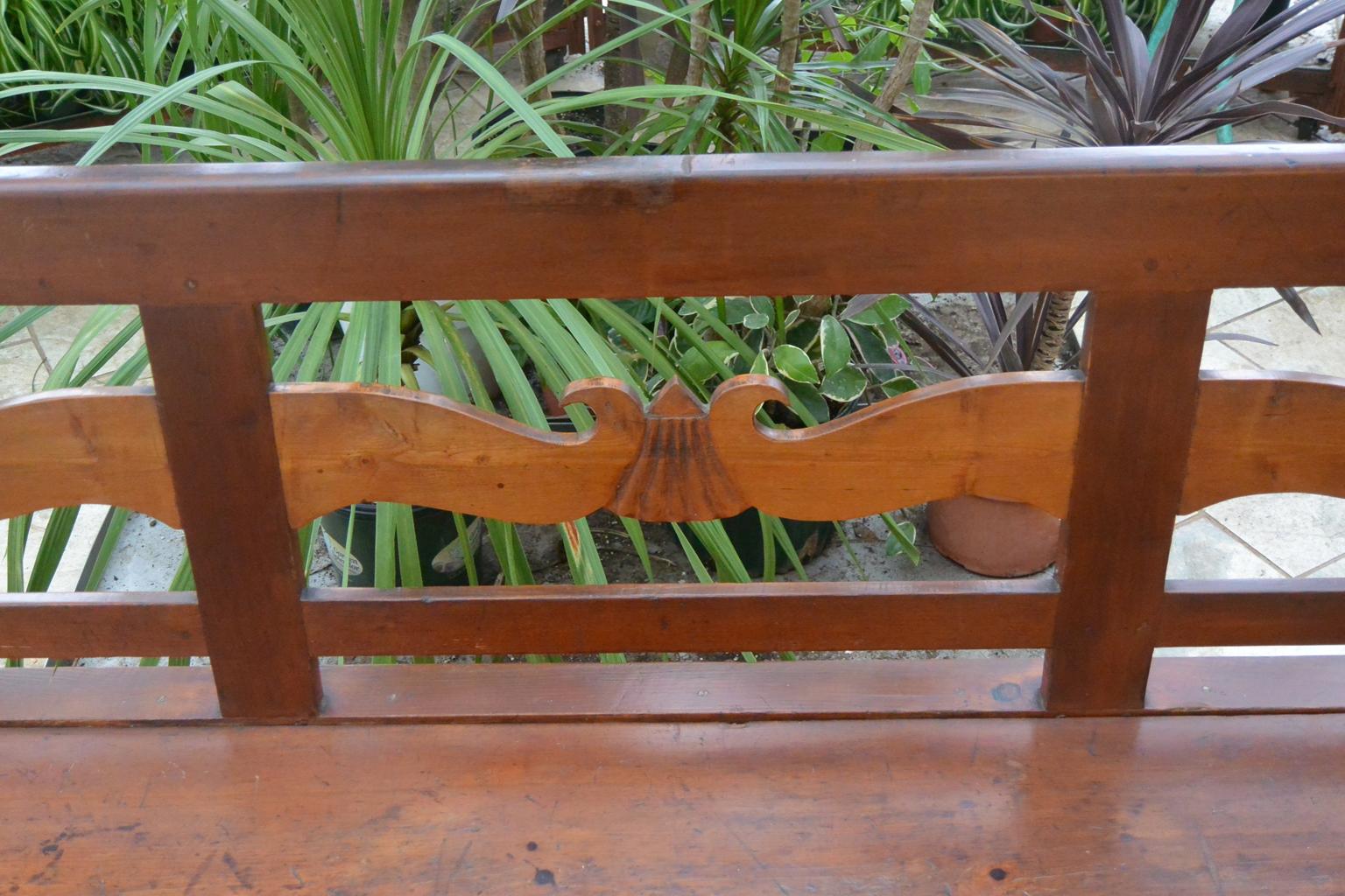 Maple Swedish Mid 19th Century Carved Country Bench Seventy Three Inches Long For Sale