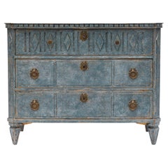 Swedish Mid-19th Century Gustavian Style Blue Chest of Drawers