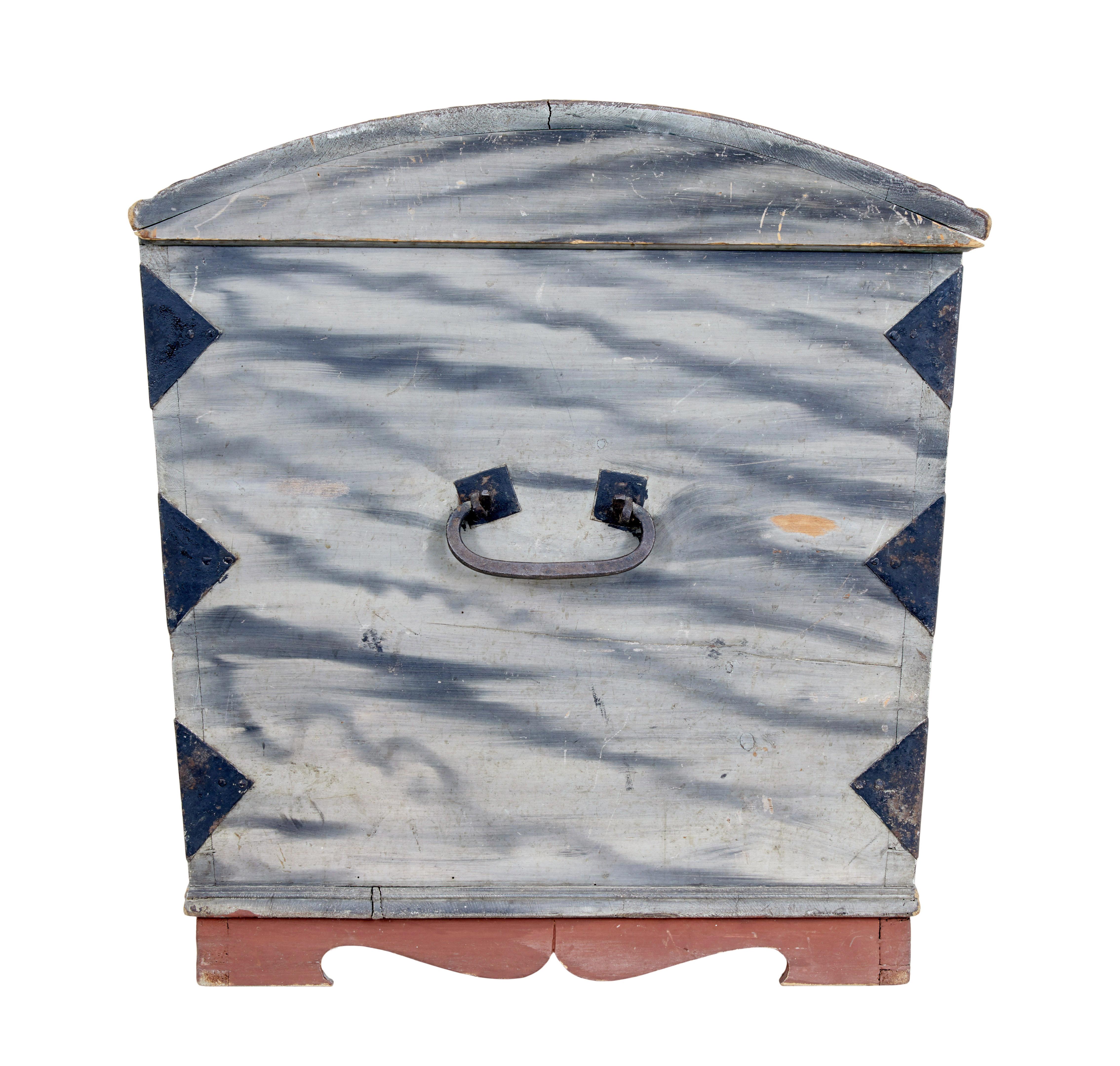 19th Century Swedish mid 19th century hand painted dome top chest For Sale