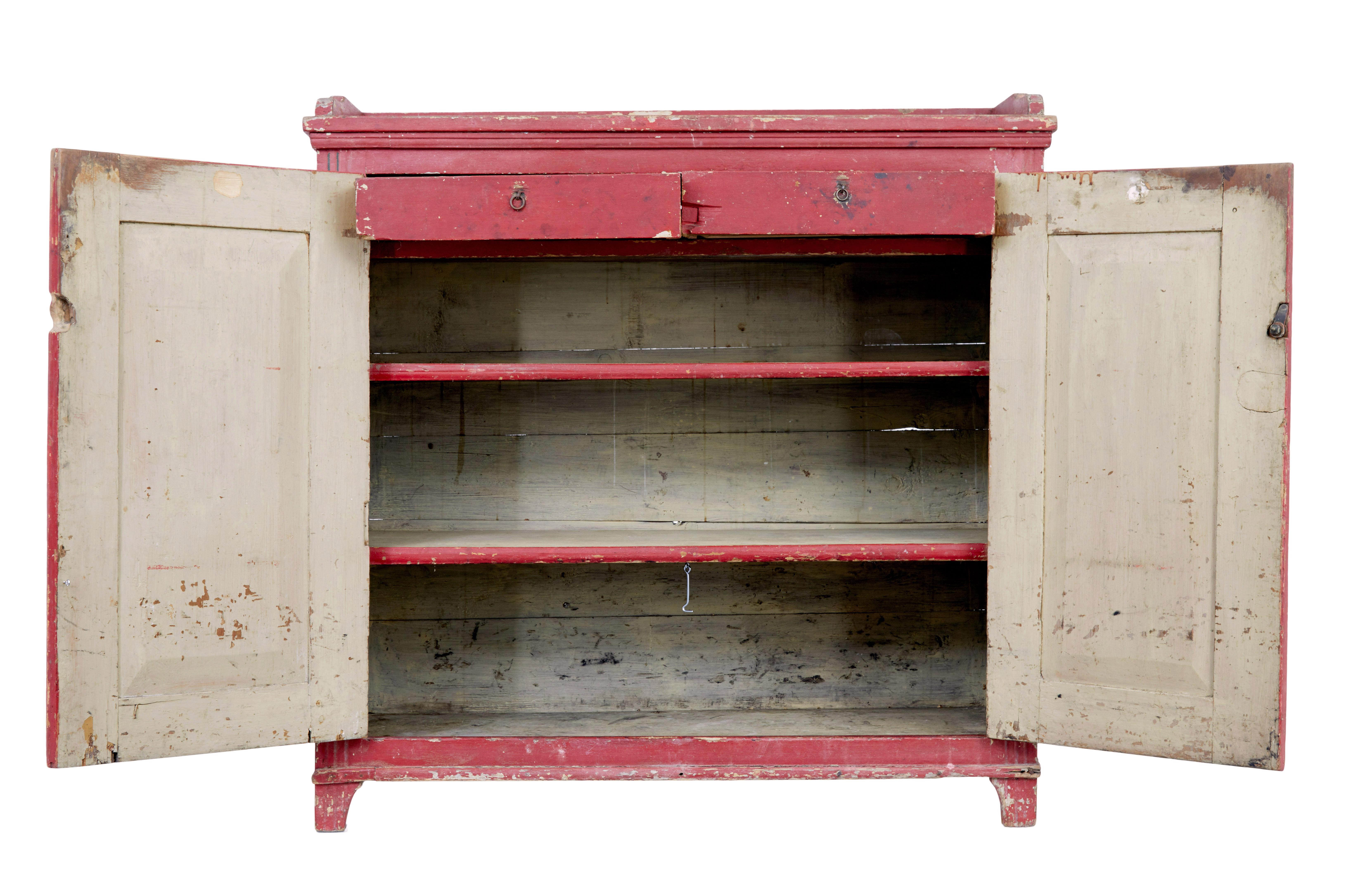 Rustic Swedish mid 19th century original painted cupboard For Sale
