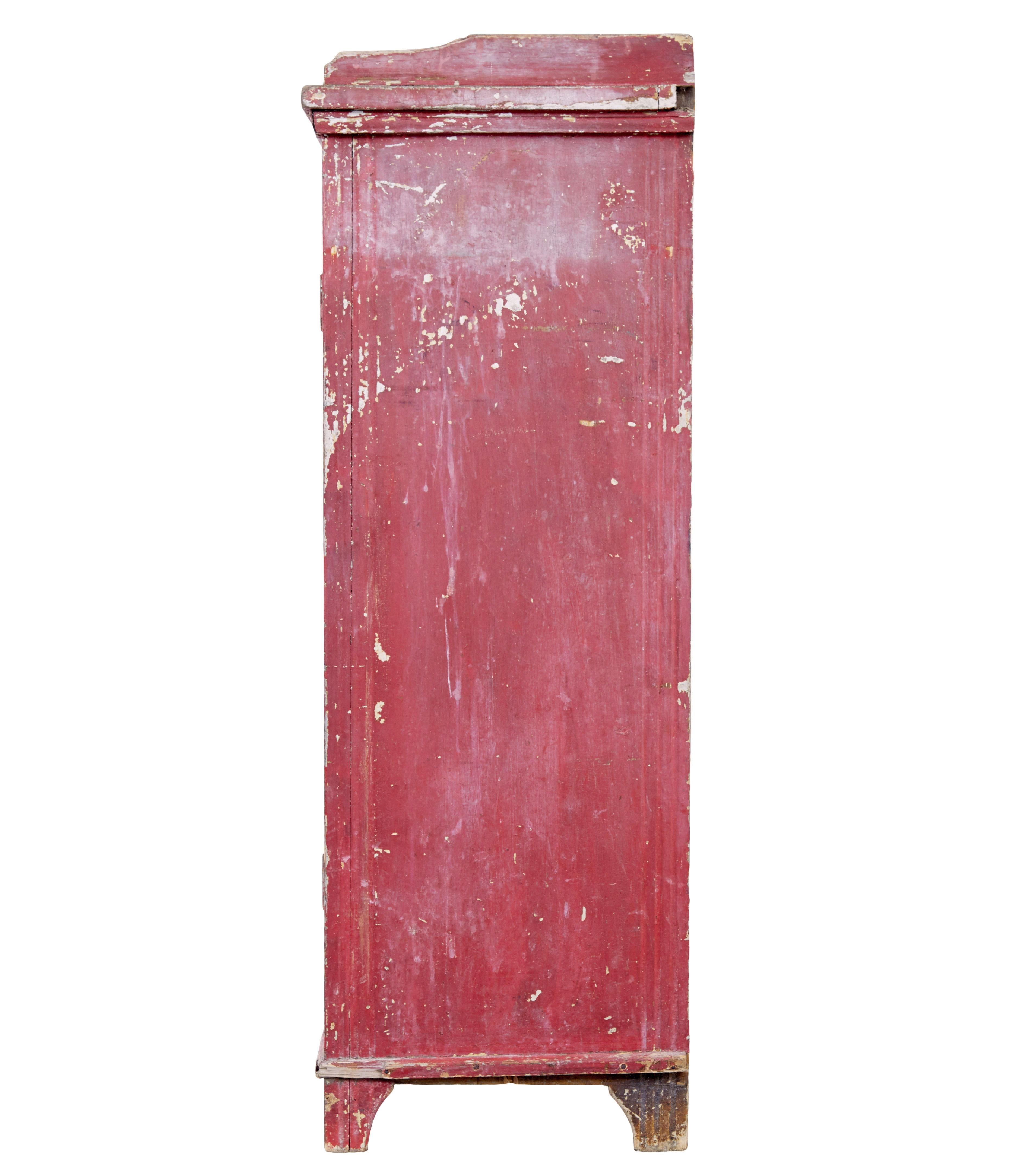 Hand-Crafted Swedish mid 19th century original painted cupboard For Sale