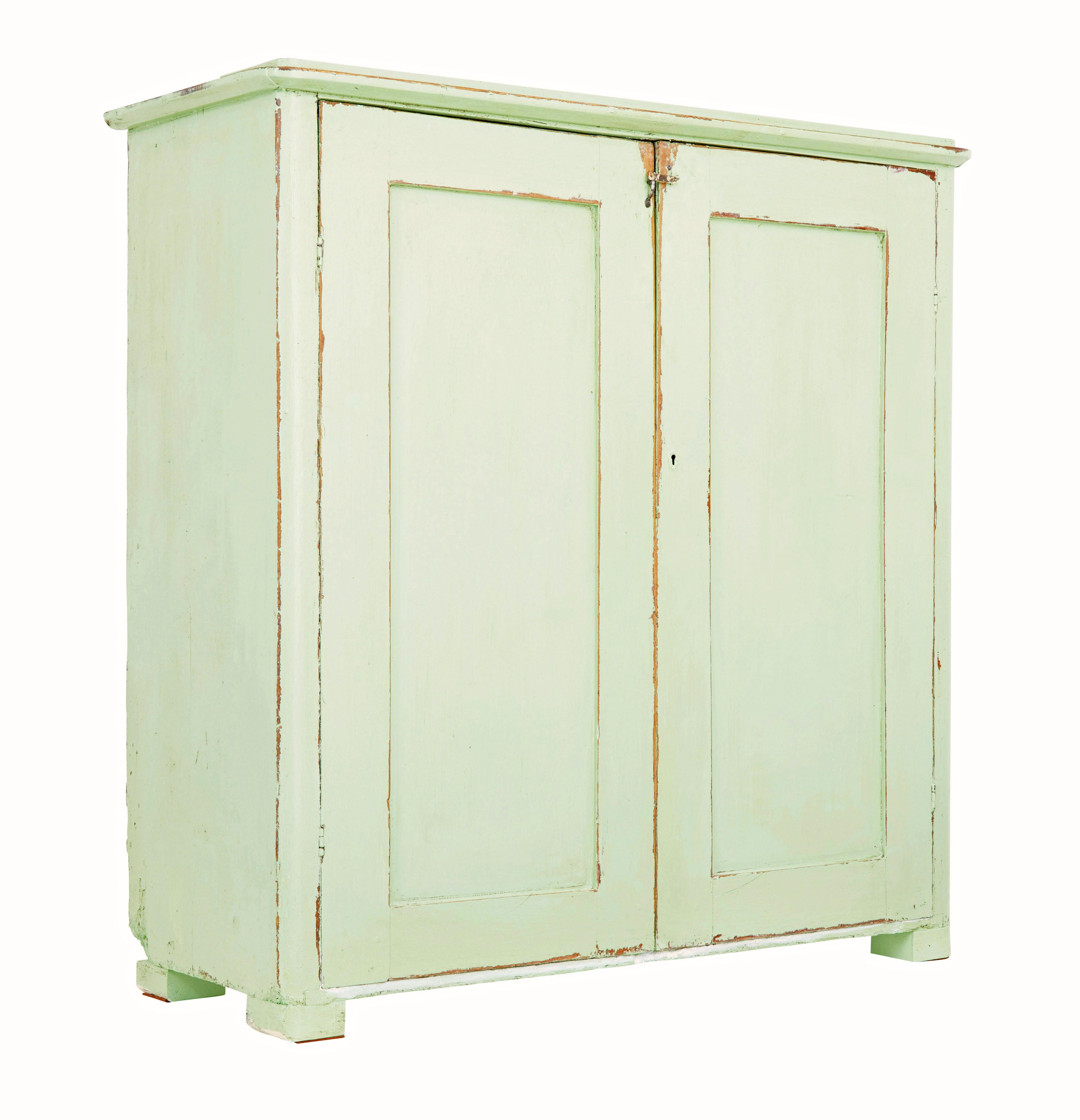 Rustic Swedish mid 19th century painted pine cupboard sideboard For Sale