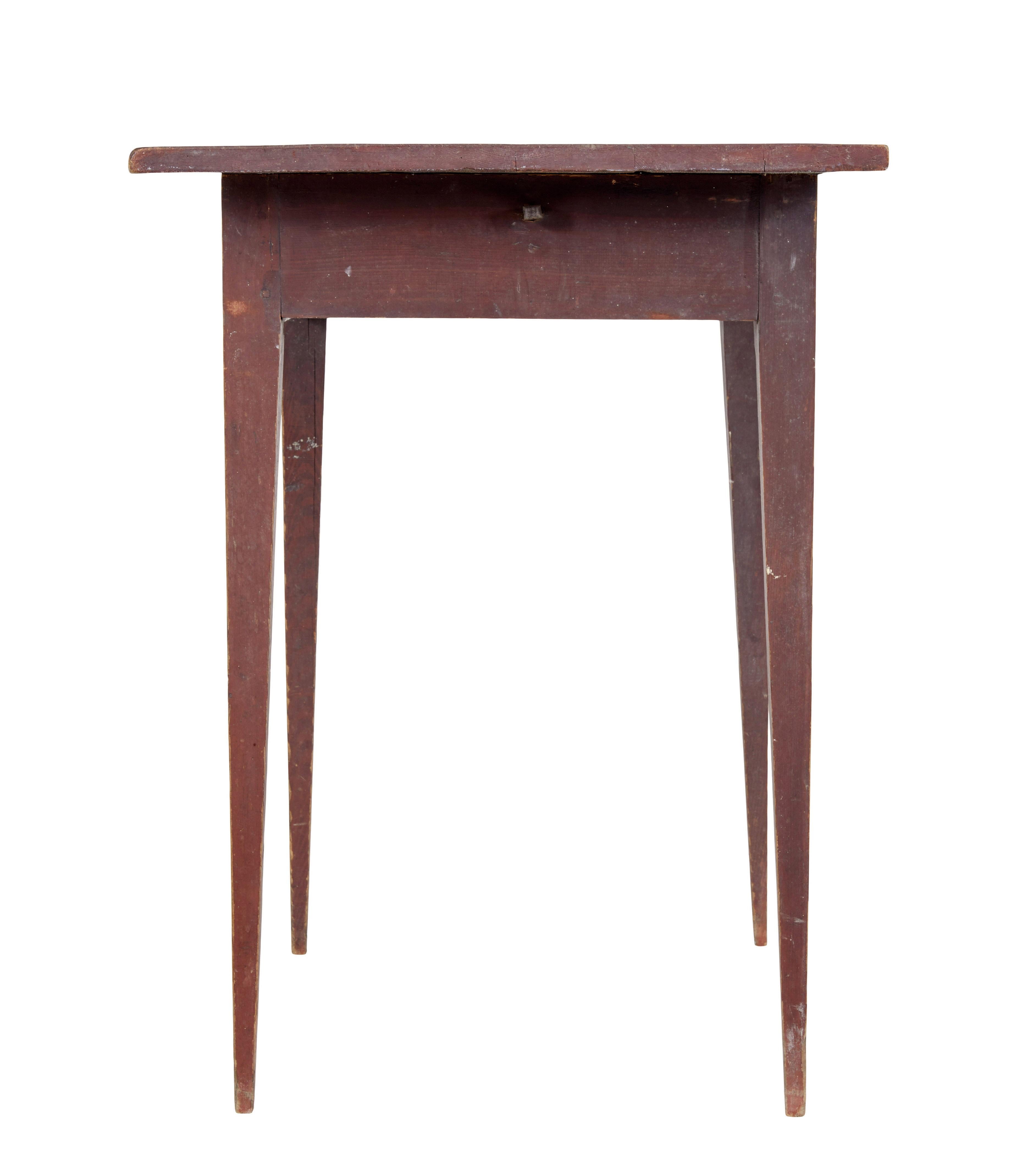 Hand-Carved Swedish mid 19th century rustic painted pine side table