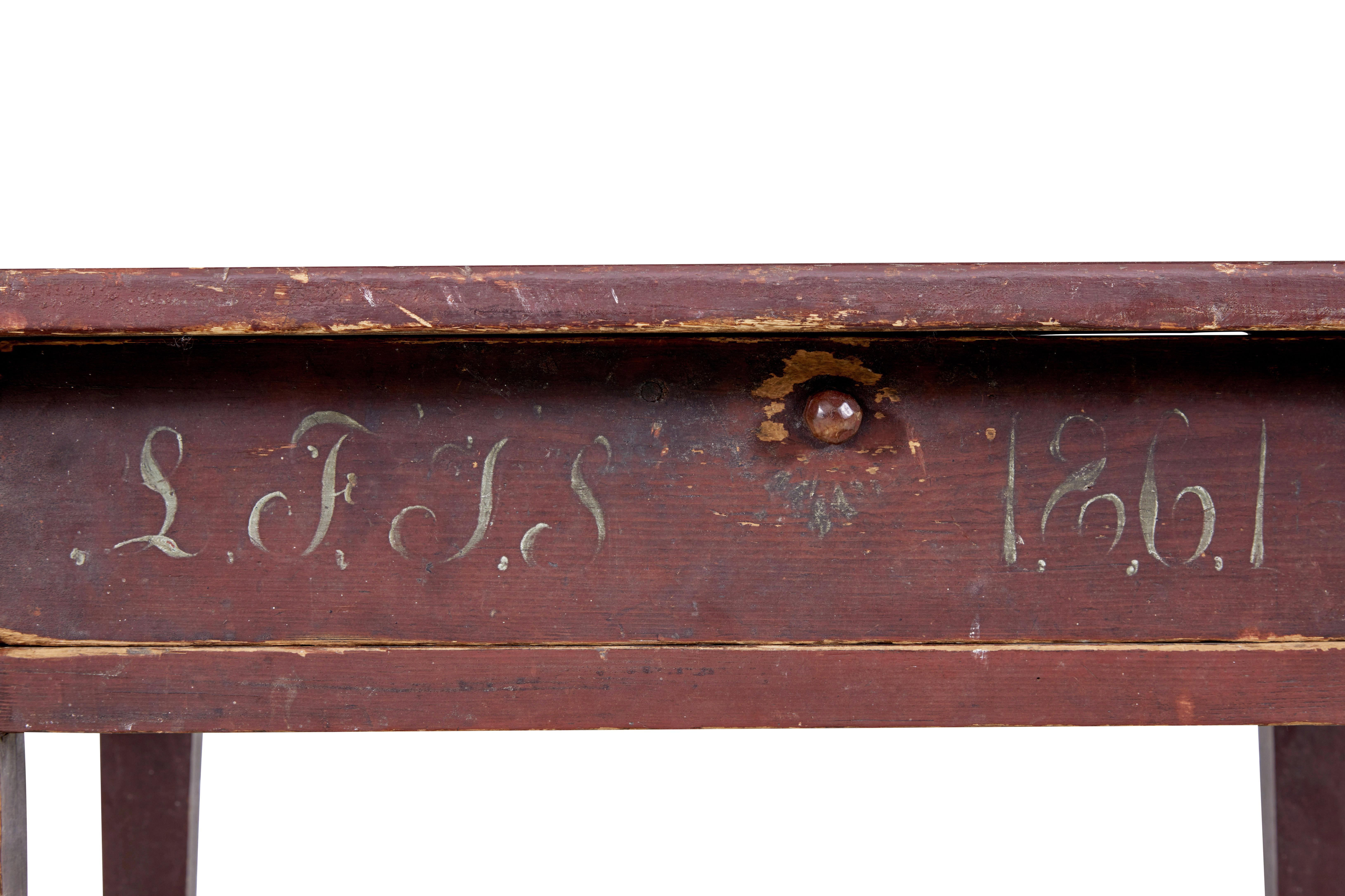 19th Century Swedish mid 19th century rustic painted pine side table