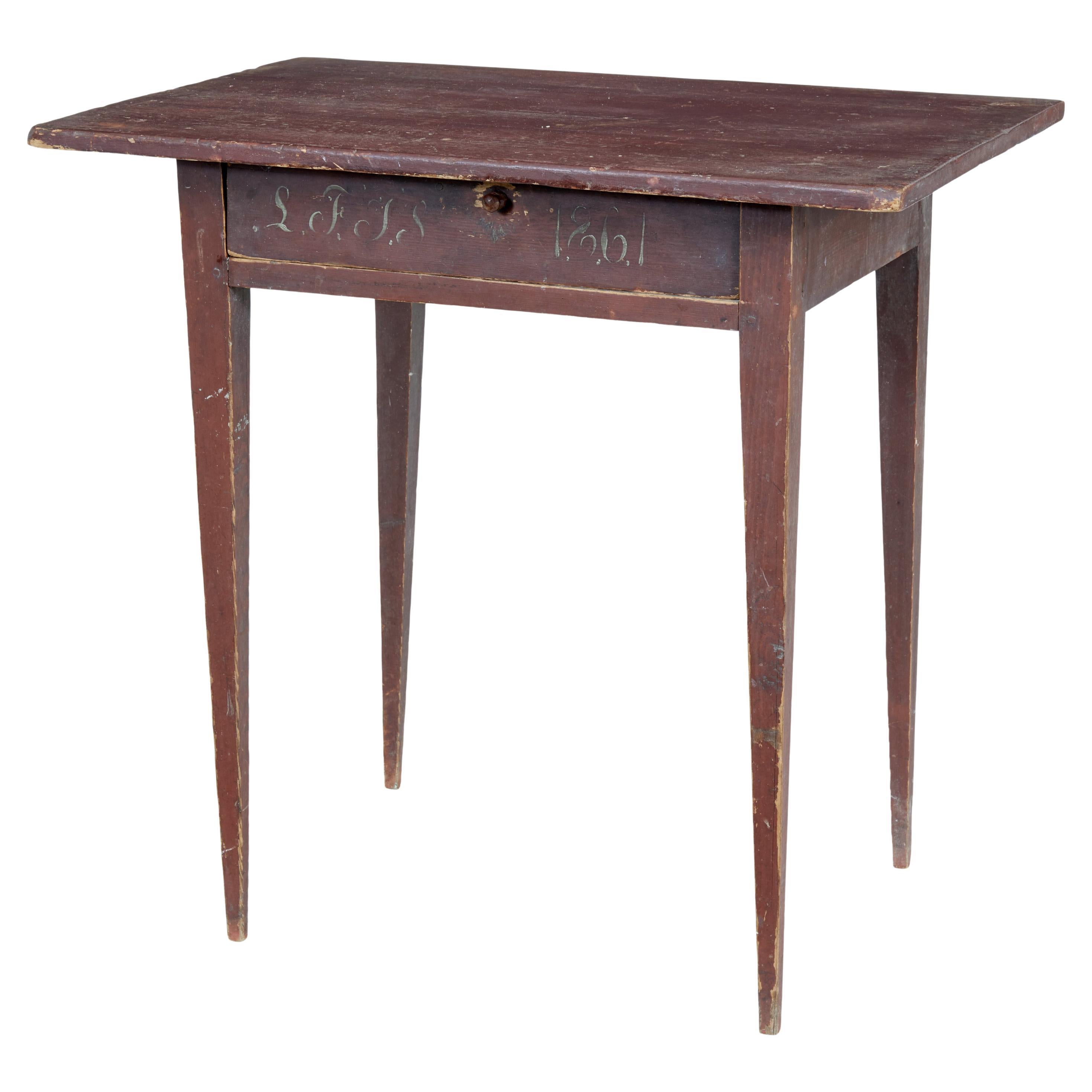 Swedish Mid 19th Century Rustic Painted Pine Side Table