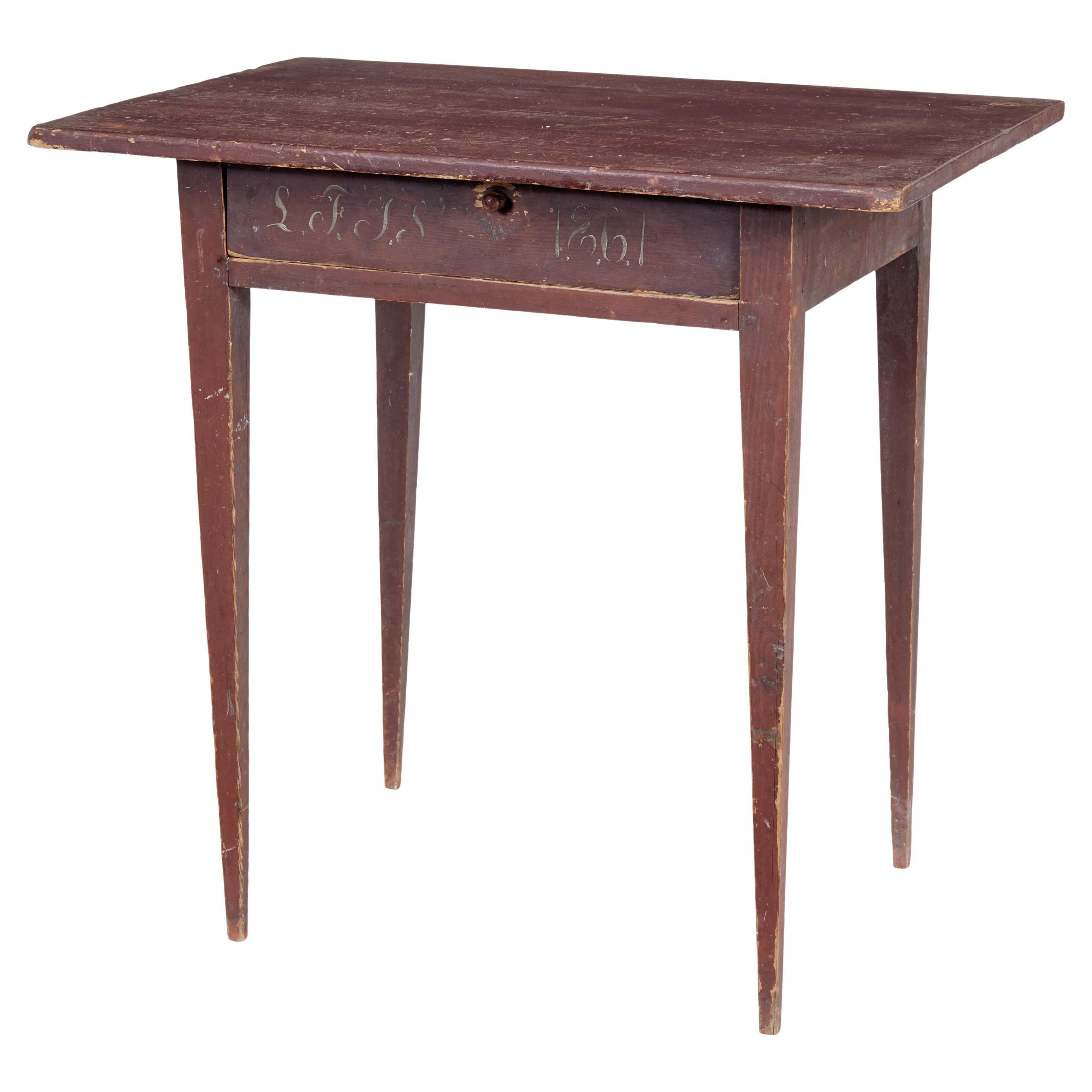 Swedish Mid-19th Century Rustic Painted Pine Side Table