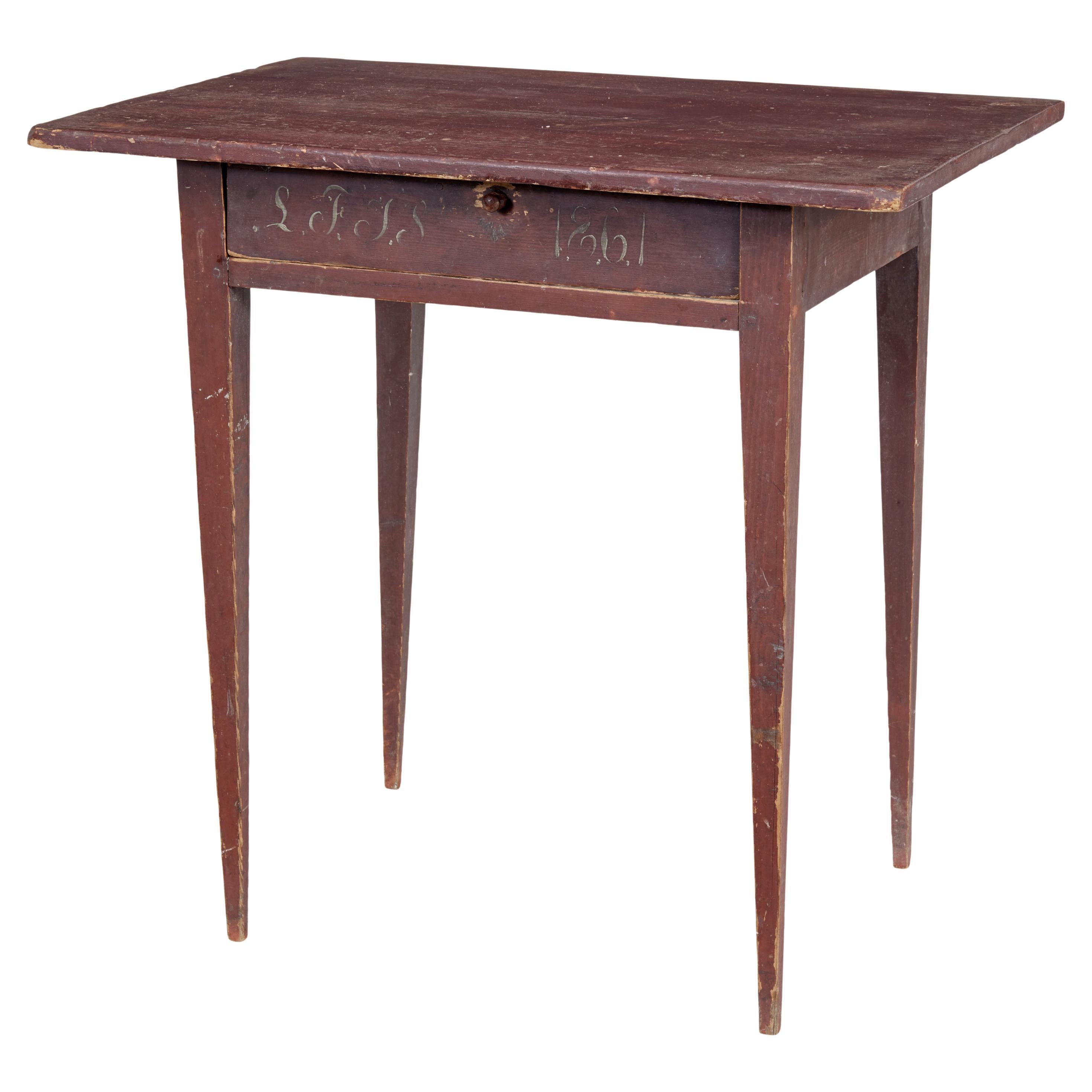 Swedish mid 19th century rustic painted pine side table