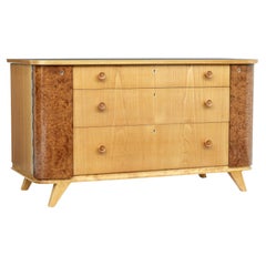 Swedish Mid 20th Century Elm and Burr Fitted Chest of Drawers