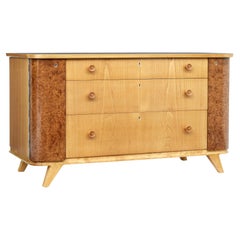 Vintage Swedish Mid-20th Century Elm and Burr Fitted Chest of Drawers