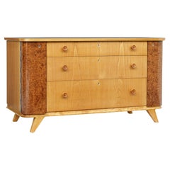 Swedish mid 20th century elm and burr fitted chest of drawers