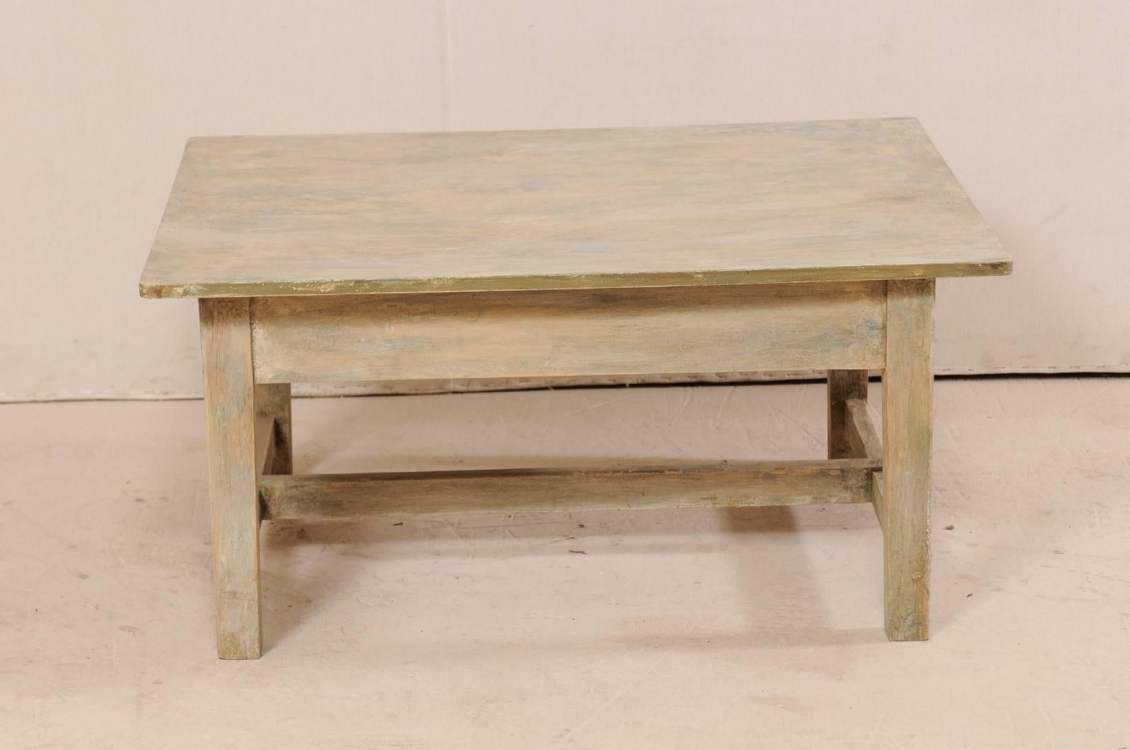Swedish Mid-20th Century Painted Wood Coffee Table in Neutral Beige Tones 6