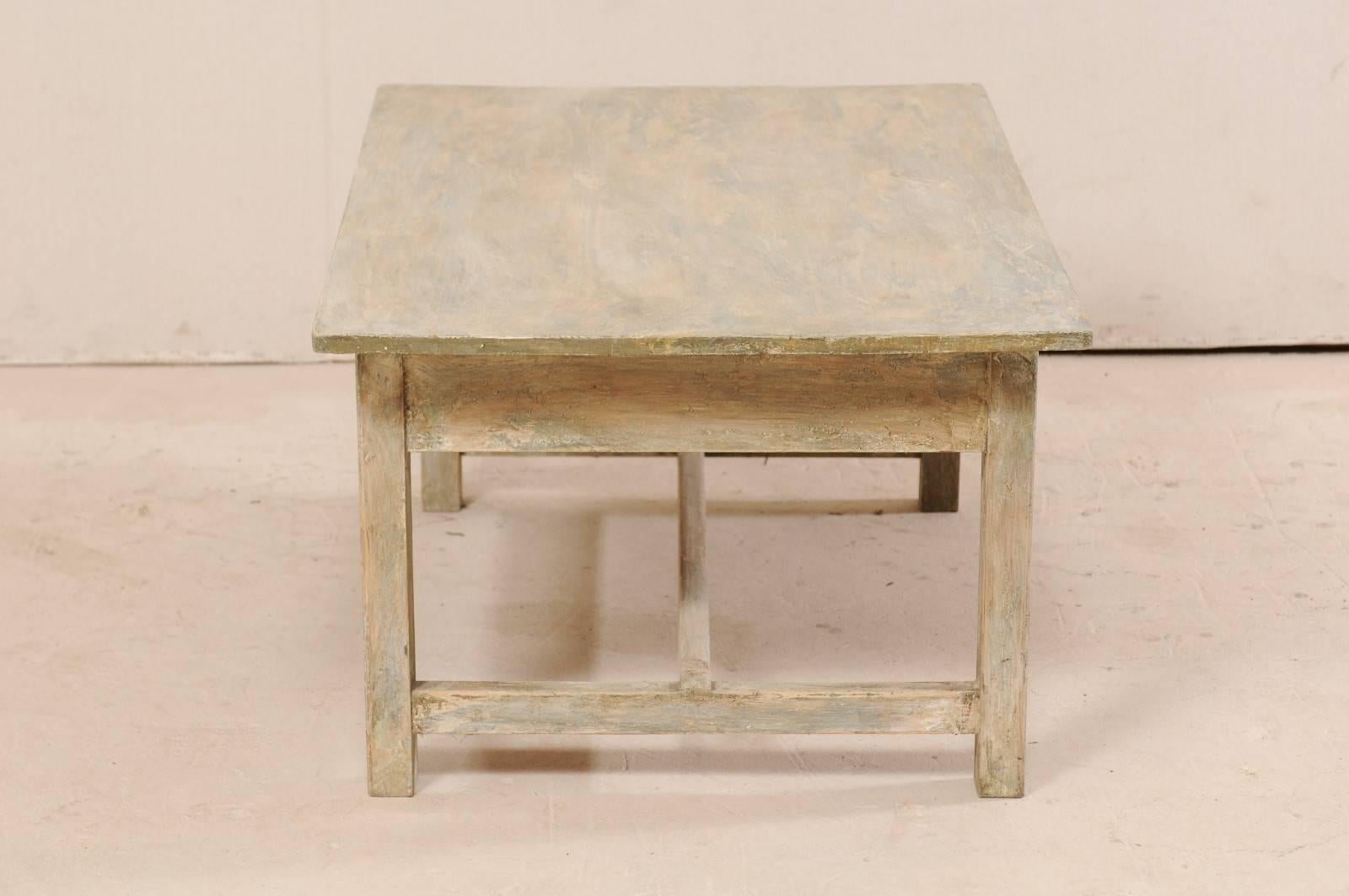 Swedish Mid-20th Century Painted Wood Coffee Table in Neutral Beige Tones 4
