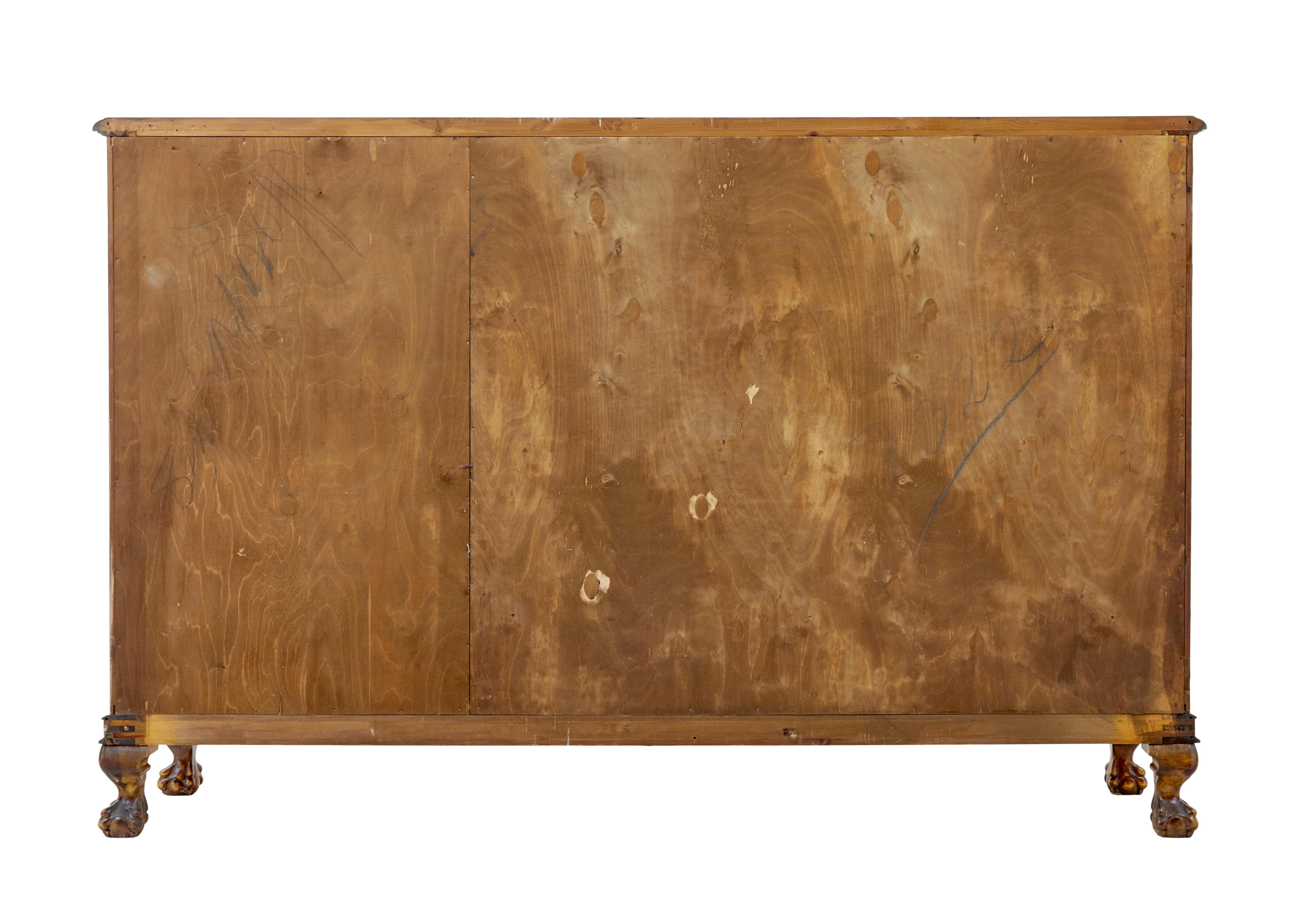 Carved Swedish mid 20th century rococo inspired birch sideboard For Sale