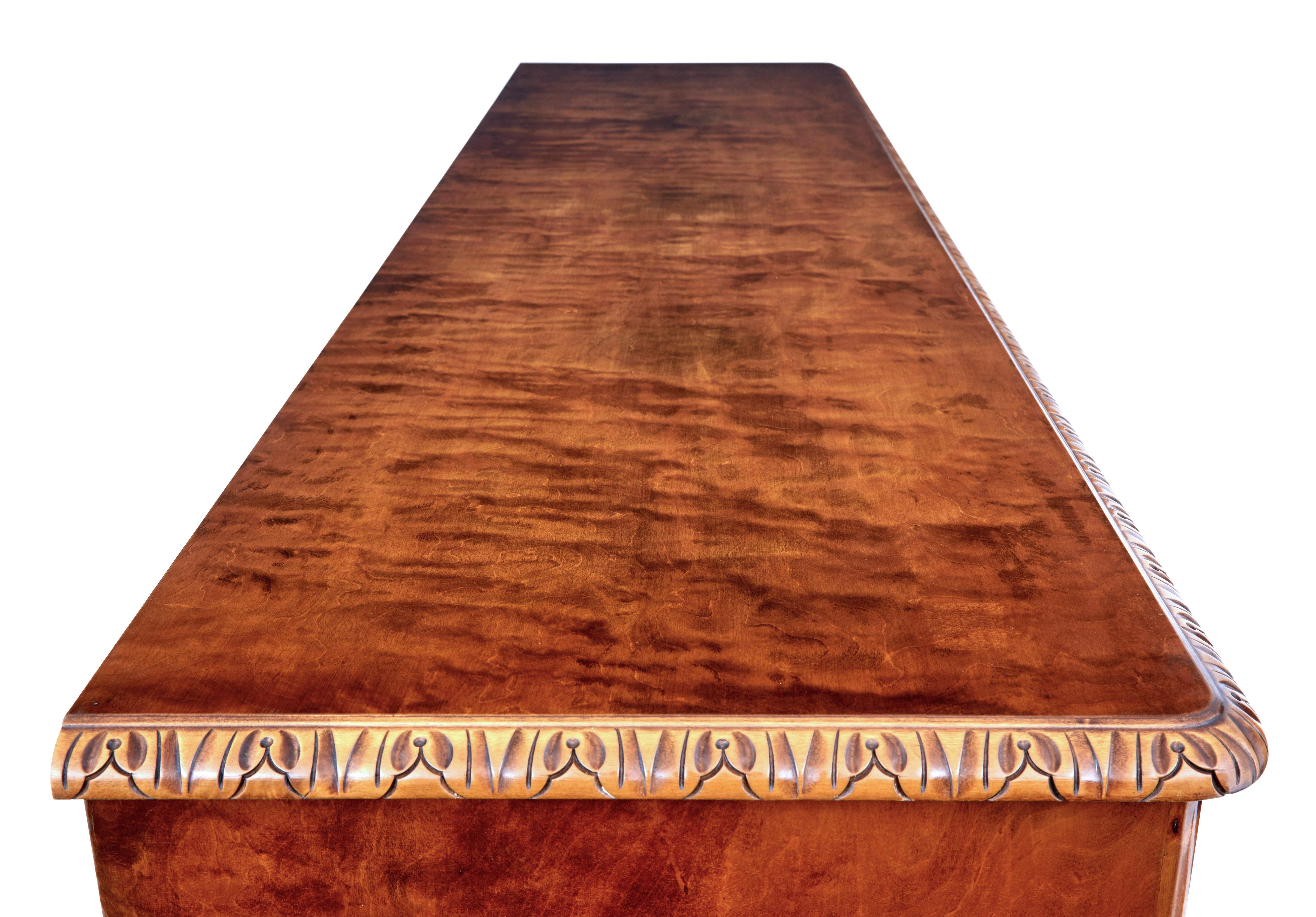 Swedish Mid-20th Century Rococo Inspired Birch Sideboard In Good Condition In Debenham, Suffolk