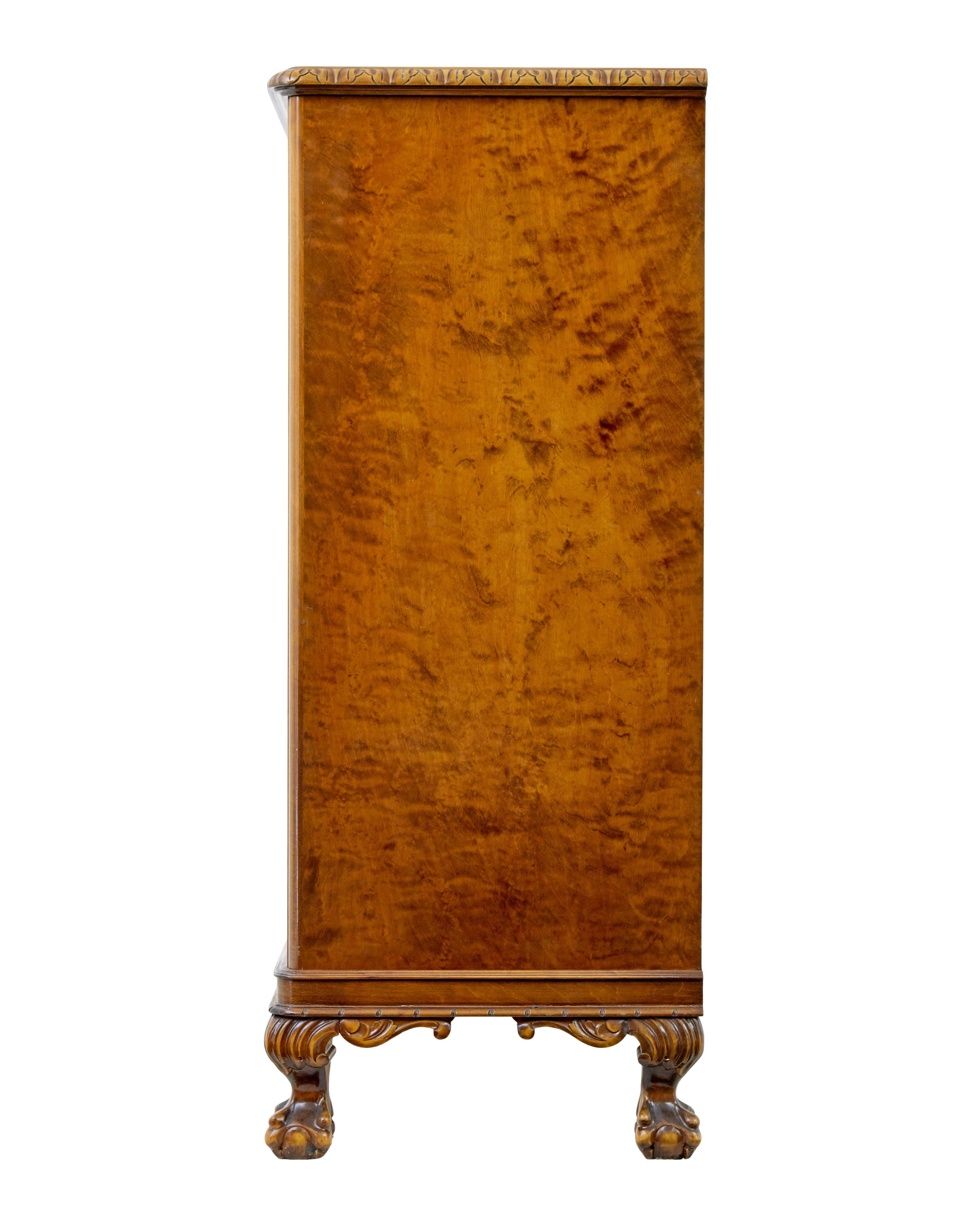 Swedish mid 20th century rococo inspired birch sideboard In Good Condition For Sale In Debenham, Suffolk