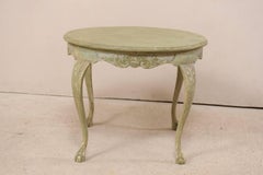 Swedish Mid-20th Century Rococo Style Carved and Painted Wood Round Centre Table