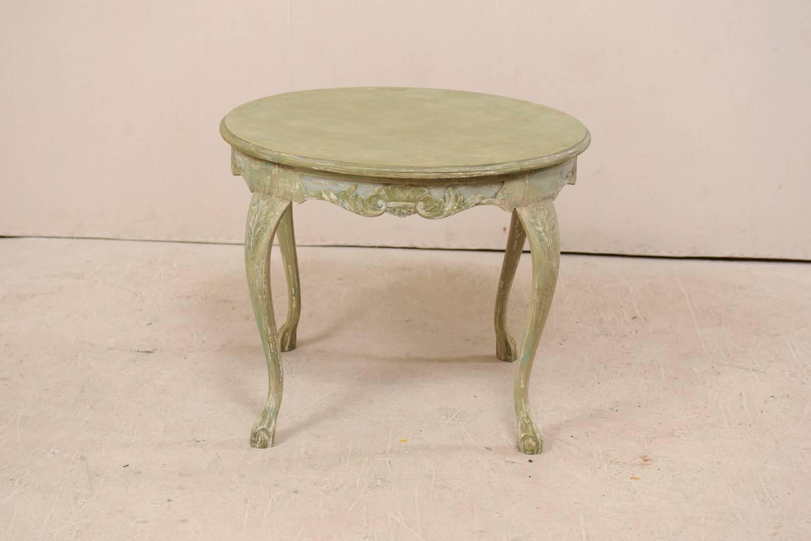 Swedish Mid-20th Century Rococo Style Carved and Painted Wood Round Centre Table 1