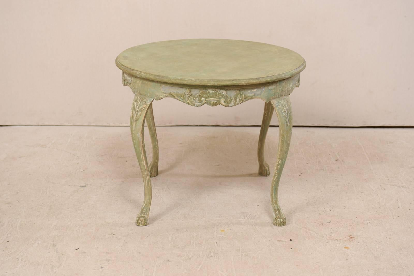 Swedish Mid-20th Century Rococo Style Carved and Painted Wood Round Centre Table 2