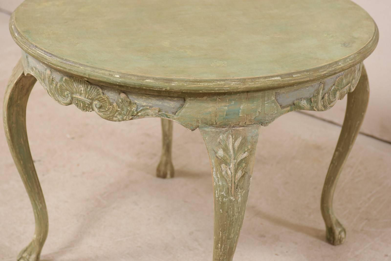 Swedish Mid-20th Century Rococo Style Carved and Painted Wood Round Centre Table 3
